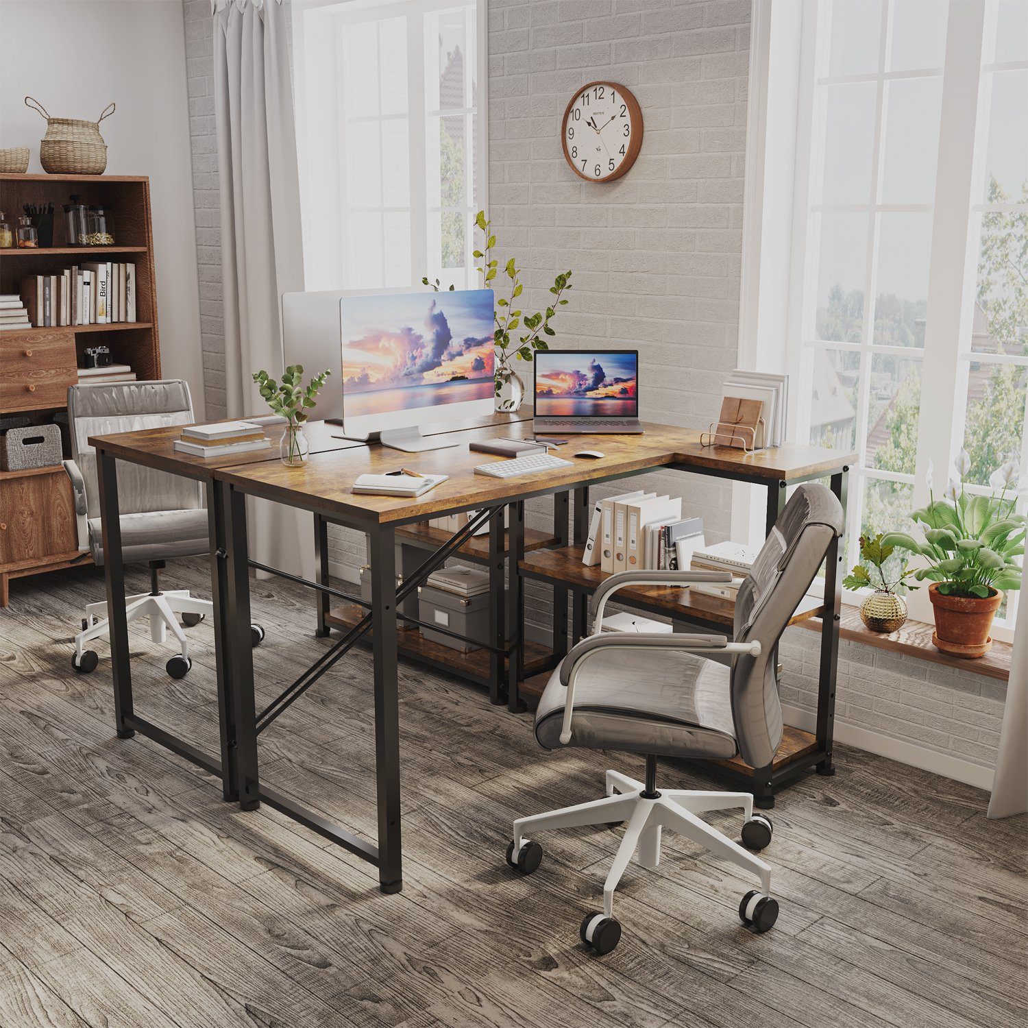 HOMALL Computertisch Eckschreibtisch Reversibel L Förmiger Schreibtisch mit günstig online kaufen