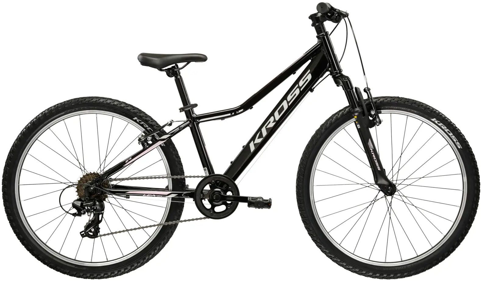 Kross Kinderfahrrad KROSS Kinderad 24" Lea JR 1.0 Schwarz 8 Gänge 2026, 8 Gang Shimano TOURNEY TX800 Schaltwerk, Kettenschaltung