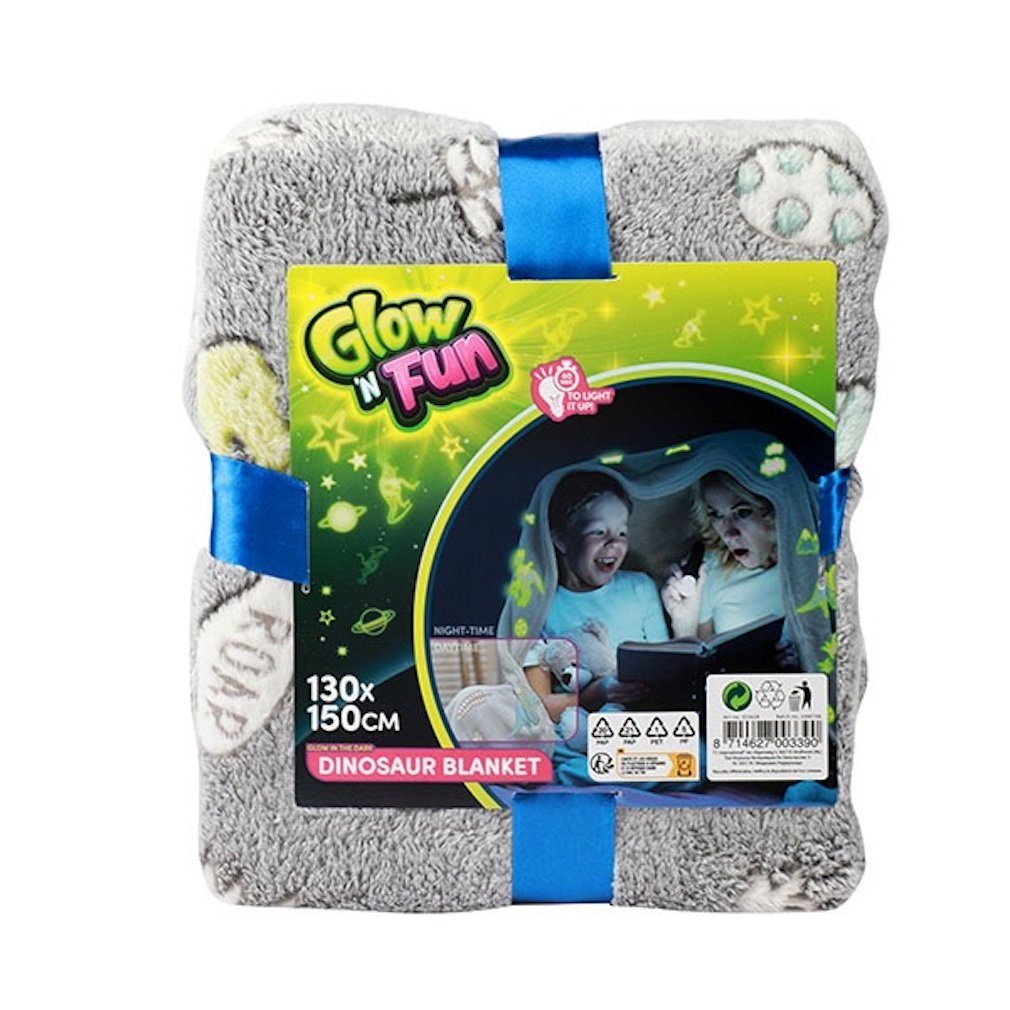 Babydecke Kinder-Decke Dinosaurier leuchtet im Dunkeln 130 cm x 150 cm, Toi günstig online kaufen