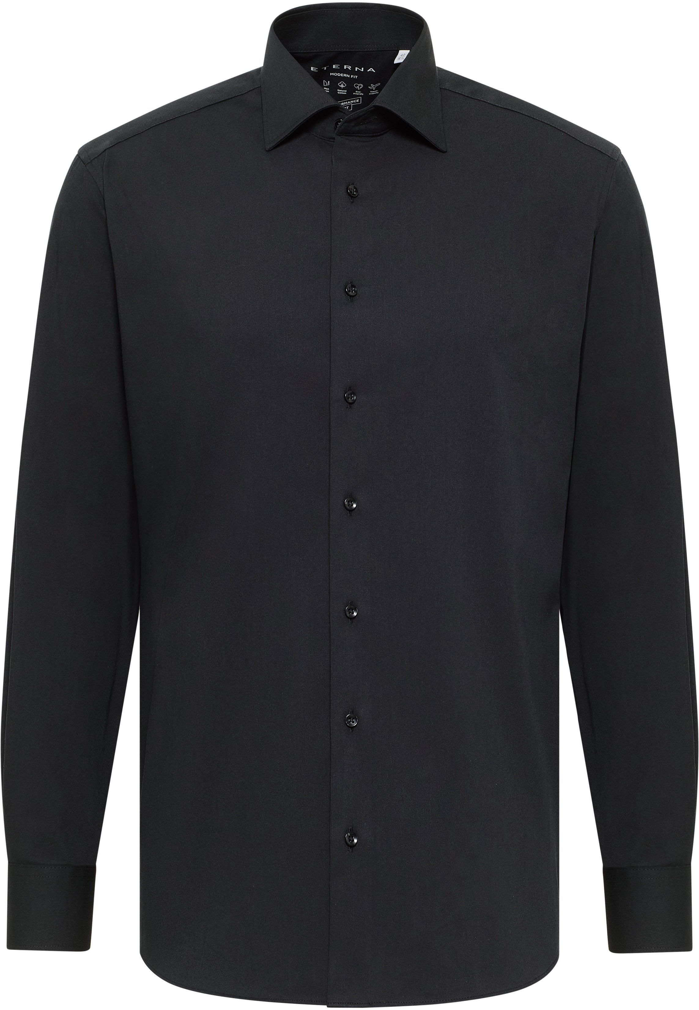 Eterna Businesshemd ETERNA COMFORT FIT Performance Shirt Langarm Hemd schwarz twill 4194-3