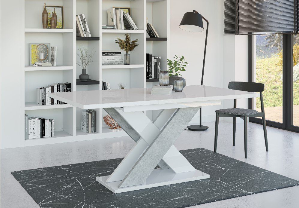 pressiode Esstisch Ausziehbarer Tisch XAO - eine moderne und funktionale Ergänzung Weiß Hochglanz