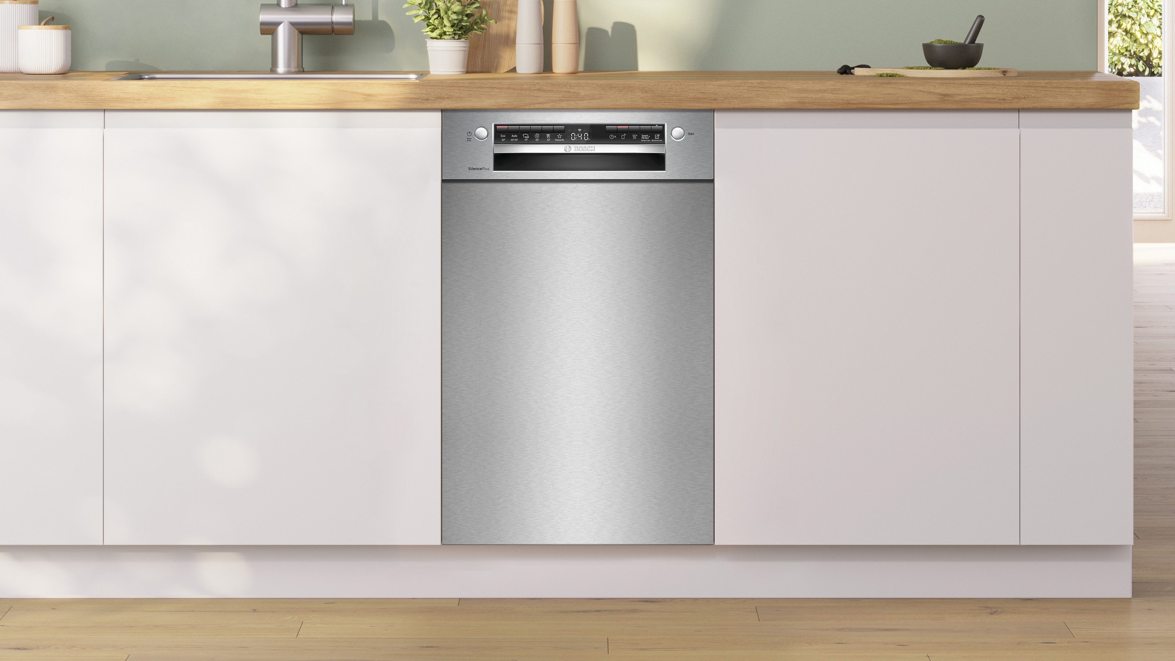 BOSCH Unterbaugeschirrspüler Serie 4 SPU4HMS10E, 10 Maßgedecke, Mit 3-fach Rack Matic, 2 Sprüharme im Oberkorb, flexible Schubladen