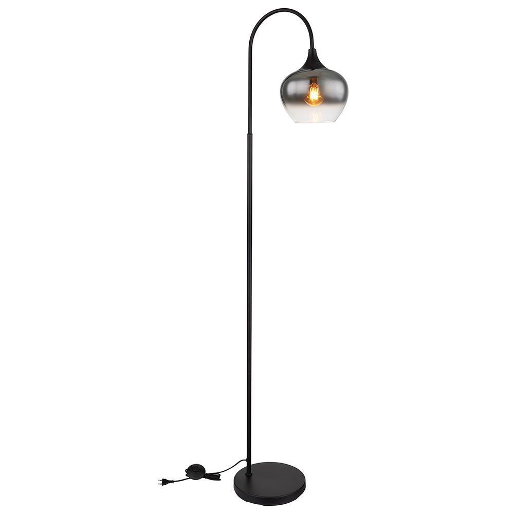 GLOBO LIGHTING LED Bogenlampe, Leuchtmittel inklusive, Warmweiß, Stehleuchte Standlampe Rauchglas Metall schwarz LED Retro Wohnzimmer