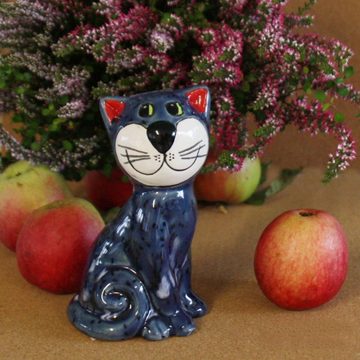 Tangoo Gartenfigur Tangoo Keramik-Katze sitzend grau glänzend ca 14cm H, (Stück)
