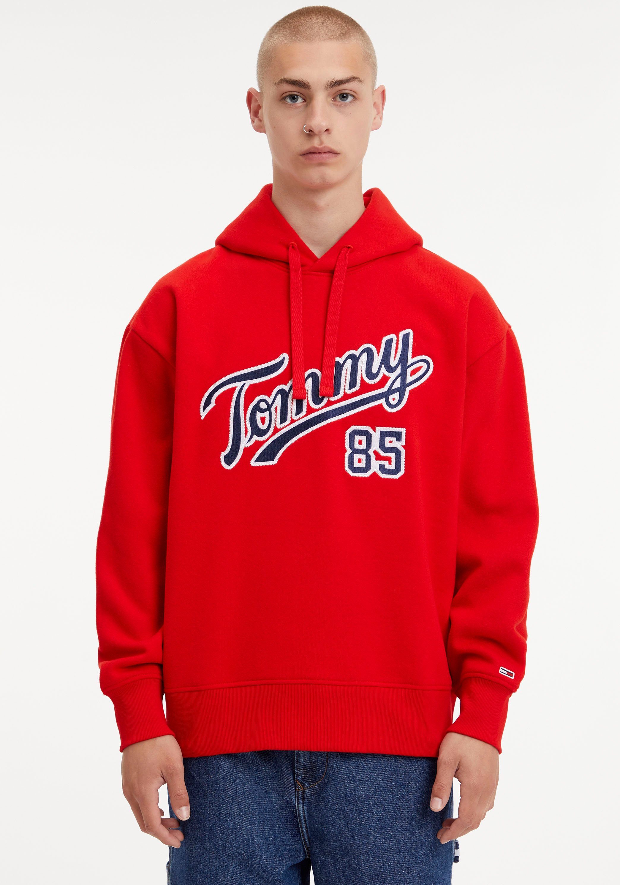 Tommy Jeans RLXD Kordelzug 85 Kapuzensweatshirt TJM COLLEGE mit HOODIE Deep Crimson