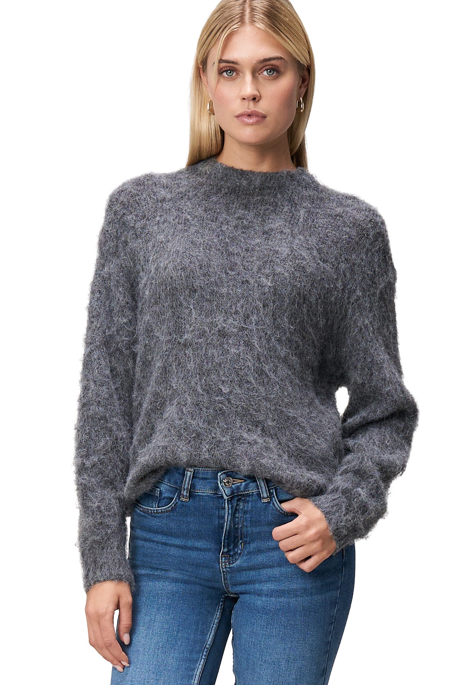 Zero Вязаные свитера Damen Вязаные свитера mit Flaum (1-tlg) Plain/ohne Details