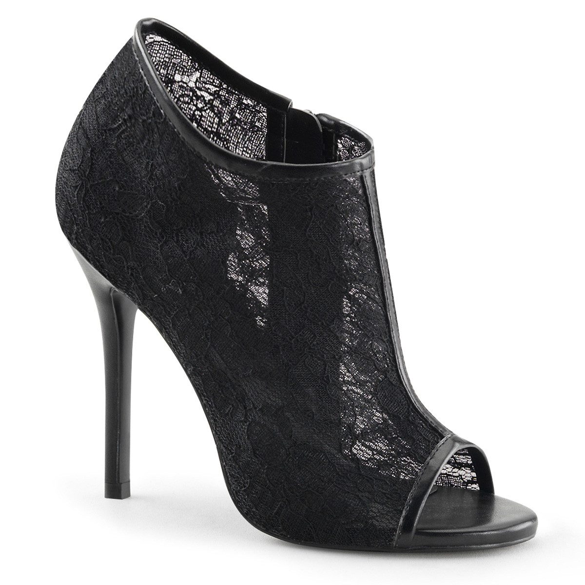Sale AMUSE-56 Pleaser High-Heels Bootie Stiefeletten zehenoffen schwar High-Heel-Stiefel