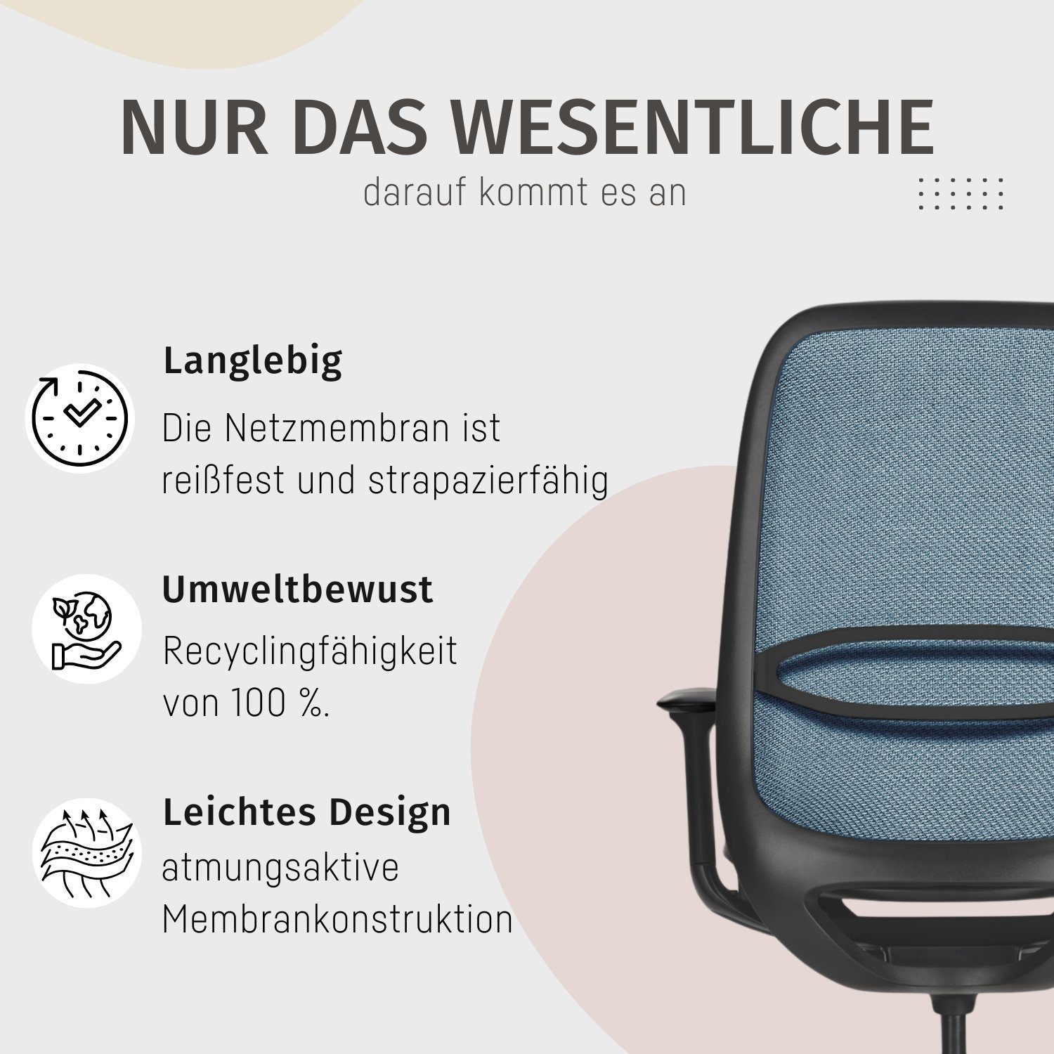 und Gewichtsanpassung se:air: mit sedus (automatischer aus Drehstuhl filigranes Lordosenstütze, Netzmembran schwarz blau Mulitfunktionsarmlehnen, und Zeitloses Bürostuhl | Design)