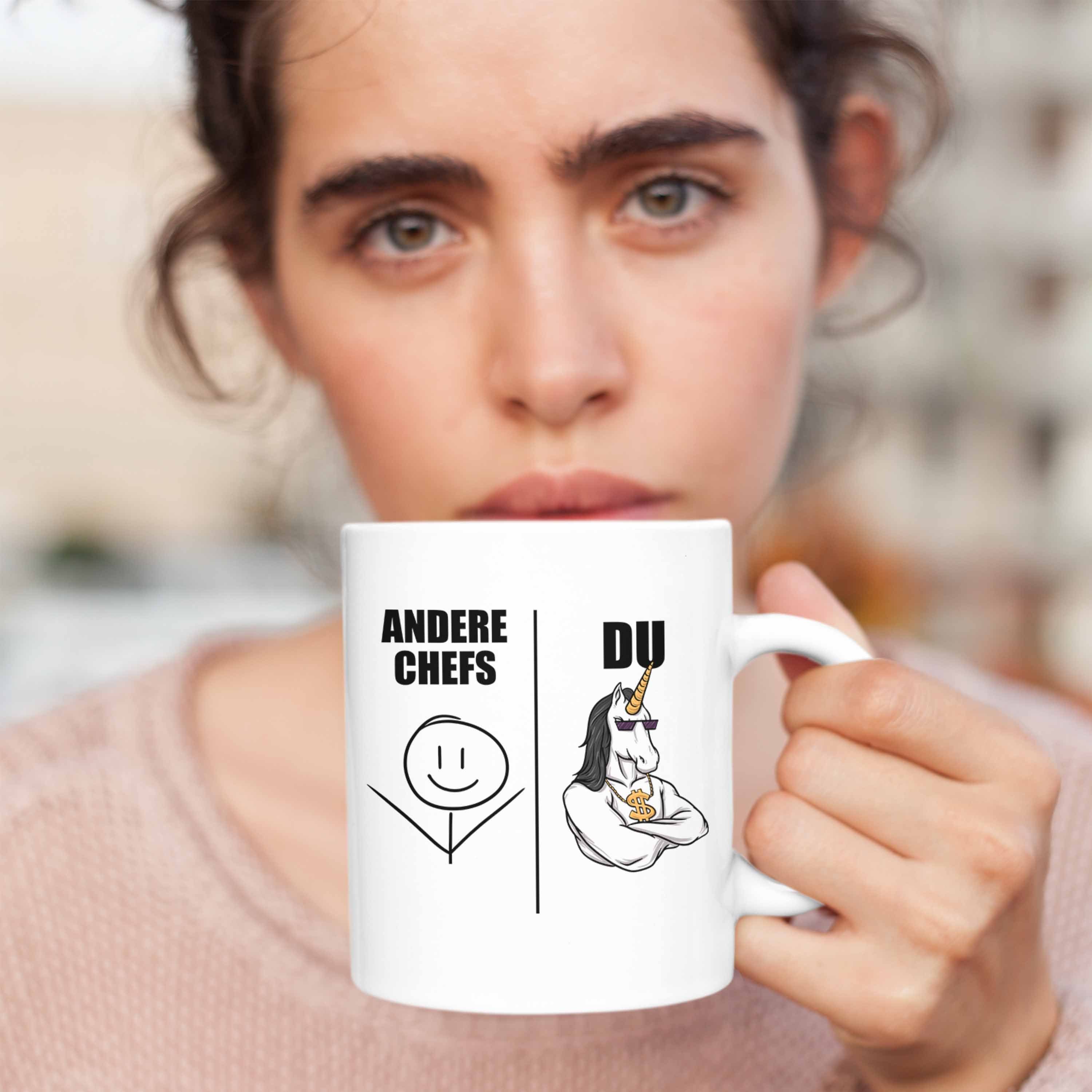 Trendation Spruch Lustig - Kaffeebecher Tasse Tasse für Chef mit Bester Geschenke Weiss Chef Trendation Weihnachtsgeschenk