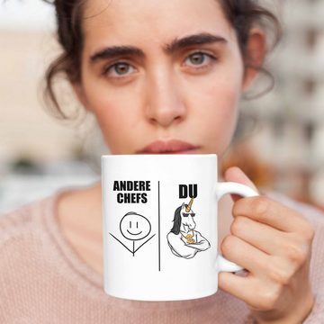 Trendation Tasse Trendation - Bester Chef Geschenke Lustig Tasse mit Spruch für Chef Kaffeebecher Weihnachtsgeschenk
