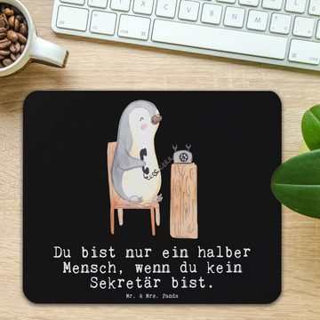 Mr. & Mrs. Panda Mauspad Sekretär Herz - Schwarz - Geschenk, PC Zubehör, Abschied, Mousepad, B (1-St), Rutschfest