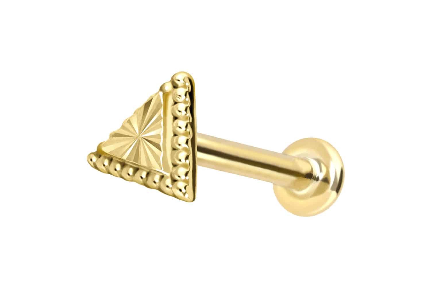 PIERCINGLINE Piercing-Set 14 Karat Gold Labret mit Innengewinde DREIECK (Labrets, 1-tlg)