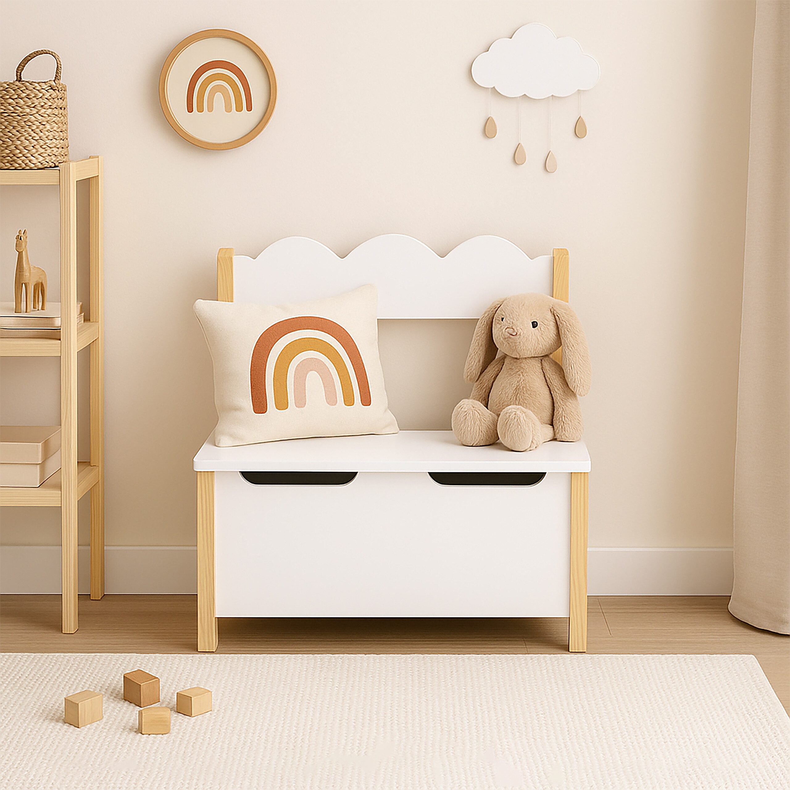 relaxdays Sitzbank Kinderbank mit Stauraum