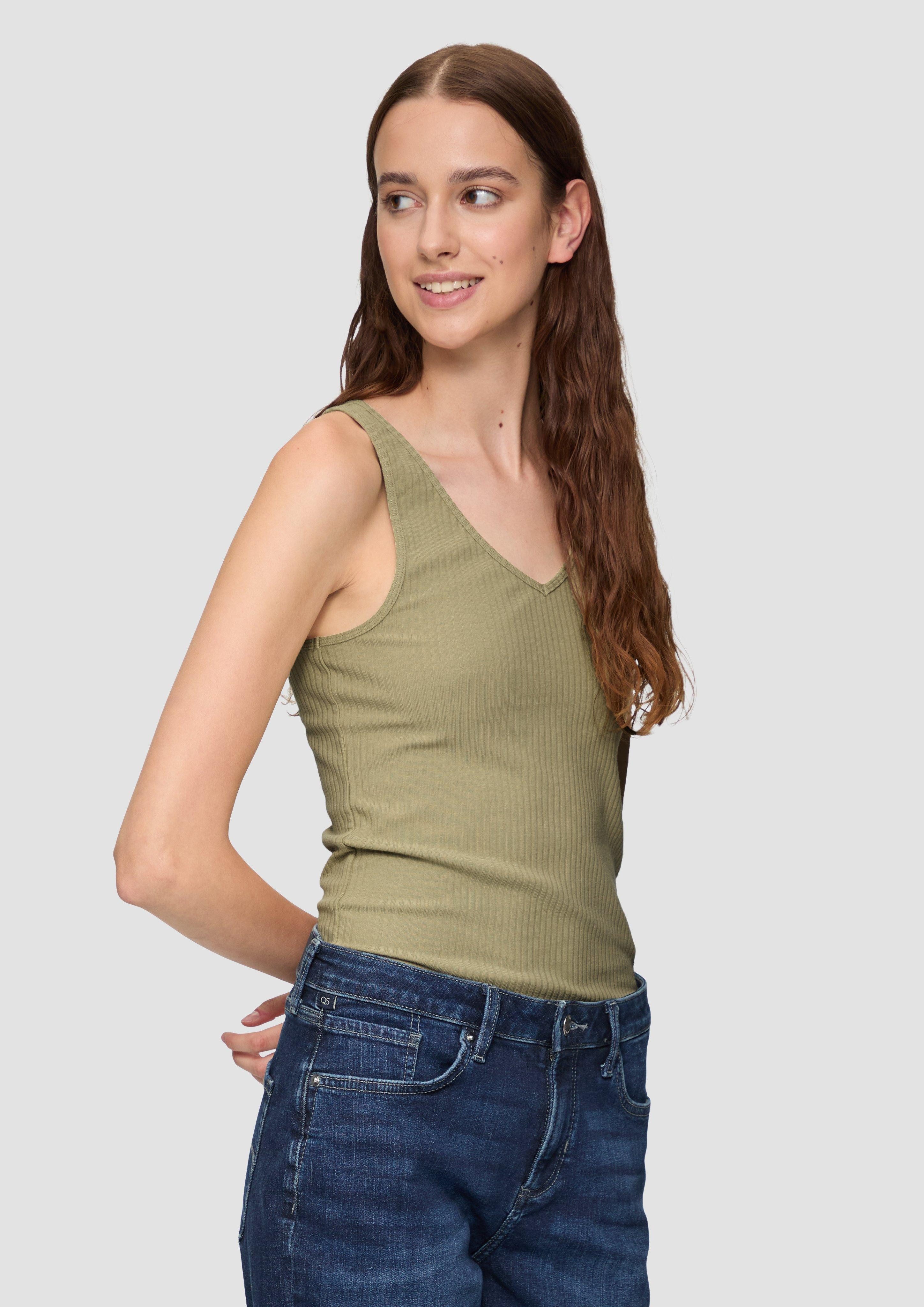 QS Shirttop Geripptes Top im Slim günstig online kaufen