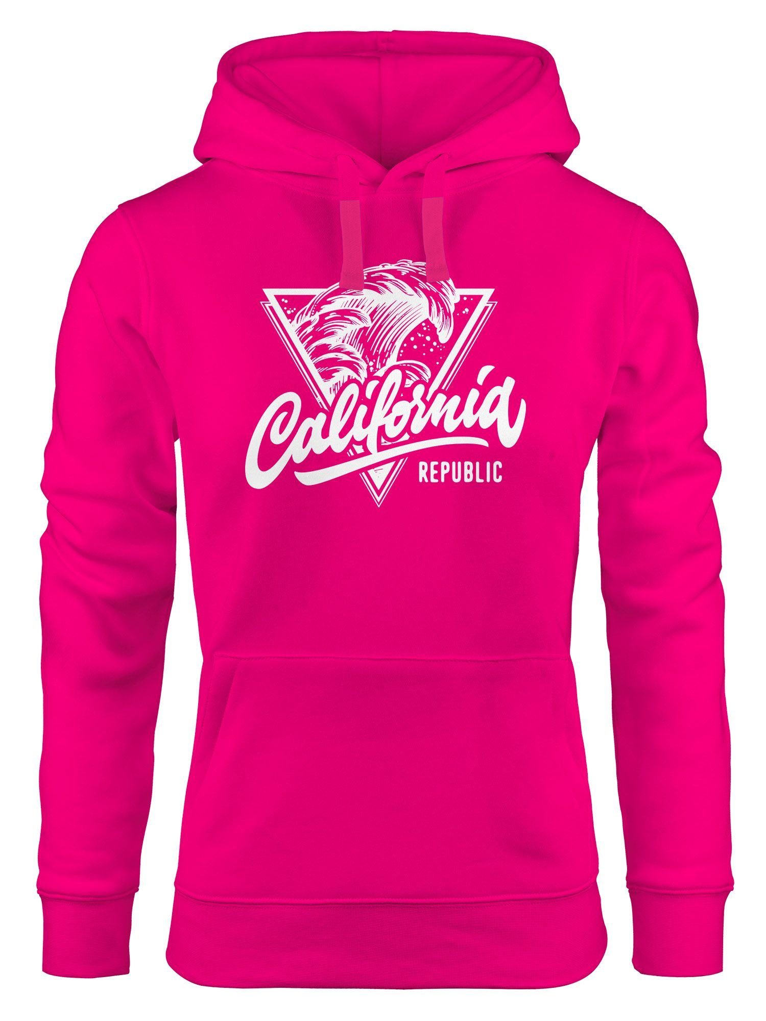 Hoodie Neverless® Hoodie Neverless pink Surf Kapuzen-Pullover Damen Wave Design Republic California