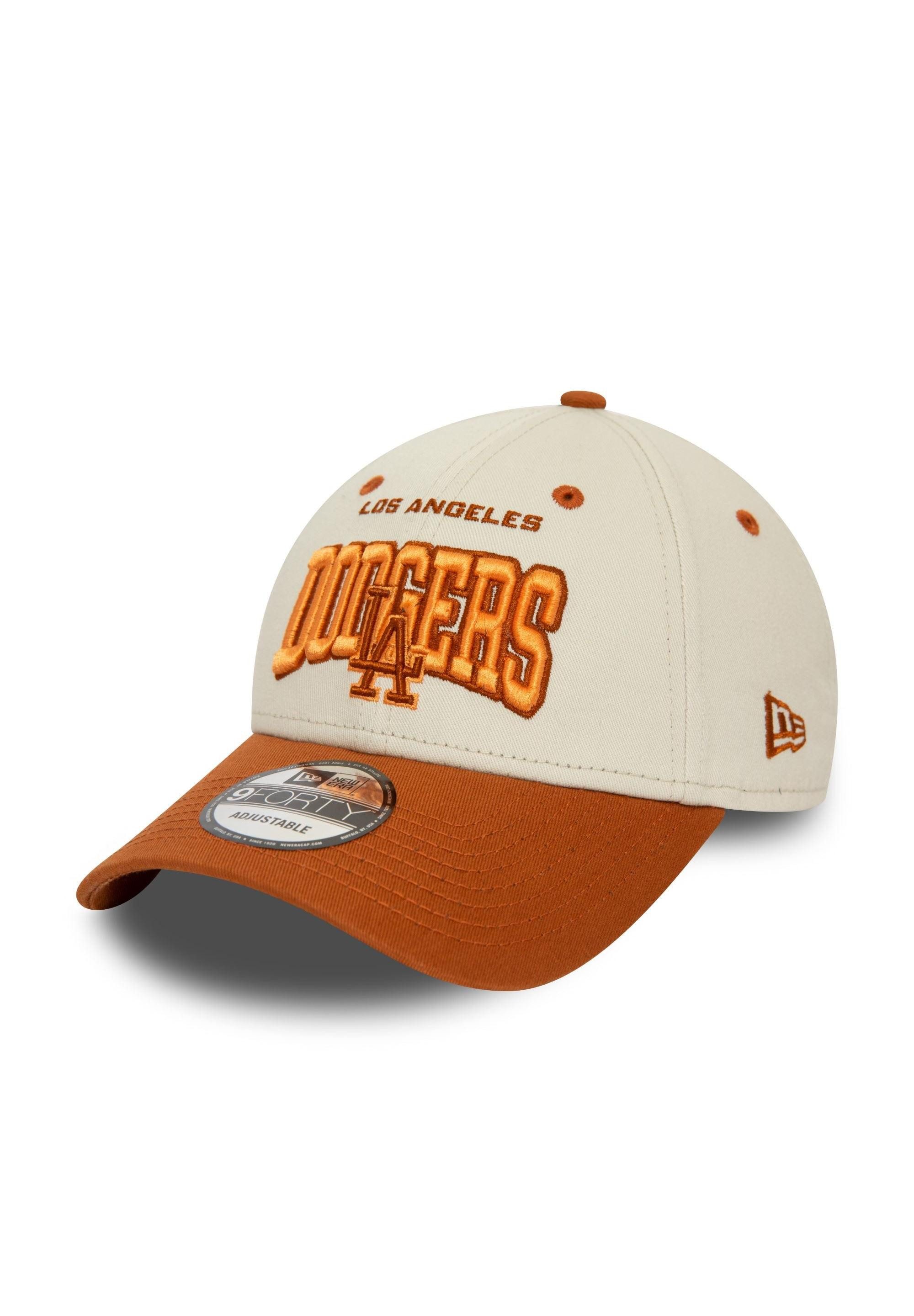 Baseball Cap Los Angeles Dodgers MLB Script Beige Braun 9Forty Verstellbare Cap New