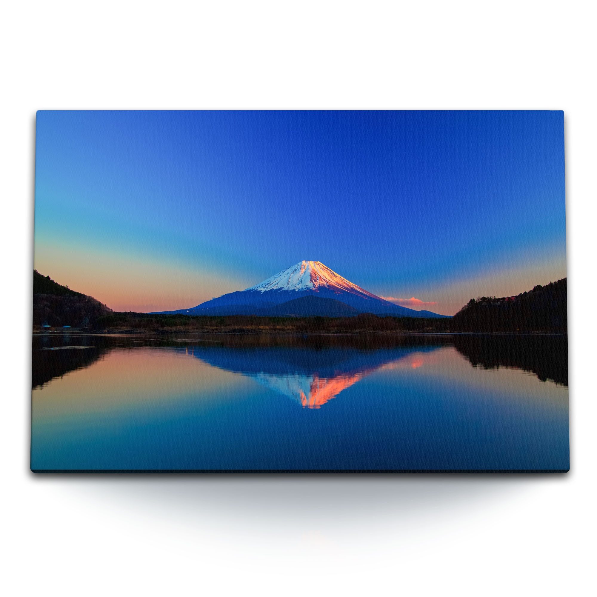Sinus Art Leinwandbild 120x80cm Wandbild auf Leinwand Fuji Berg Japan Vulkan Abenddämmerung N, (1 St)
