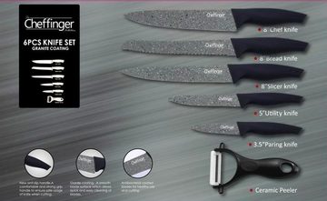 Cheffinger Messer-Set Messer Kochmesser Sparschäler Messerset 6-tlg. Cheffinger CF-MB05