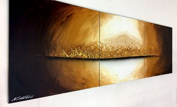 WandbilderXXL XXL-Wandbild Golden Dawn 210 x 70 cm, Abstraktes Gemälde, handgemaltes Unikat