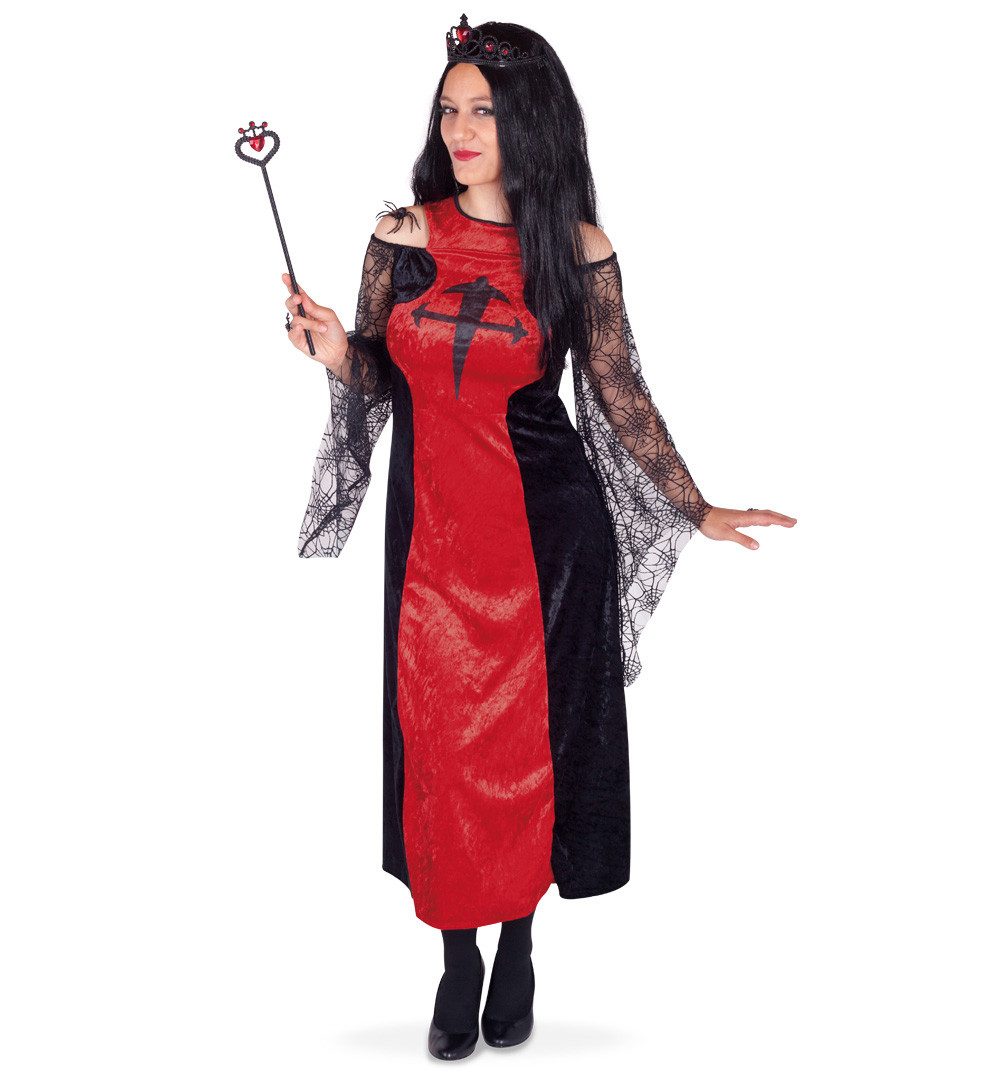 Fries Vampir-Kostüm Dämonin Vampirin Kleid Rot Schwarz Halloween Karneval Fasching