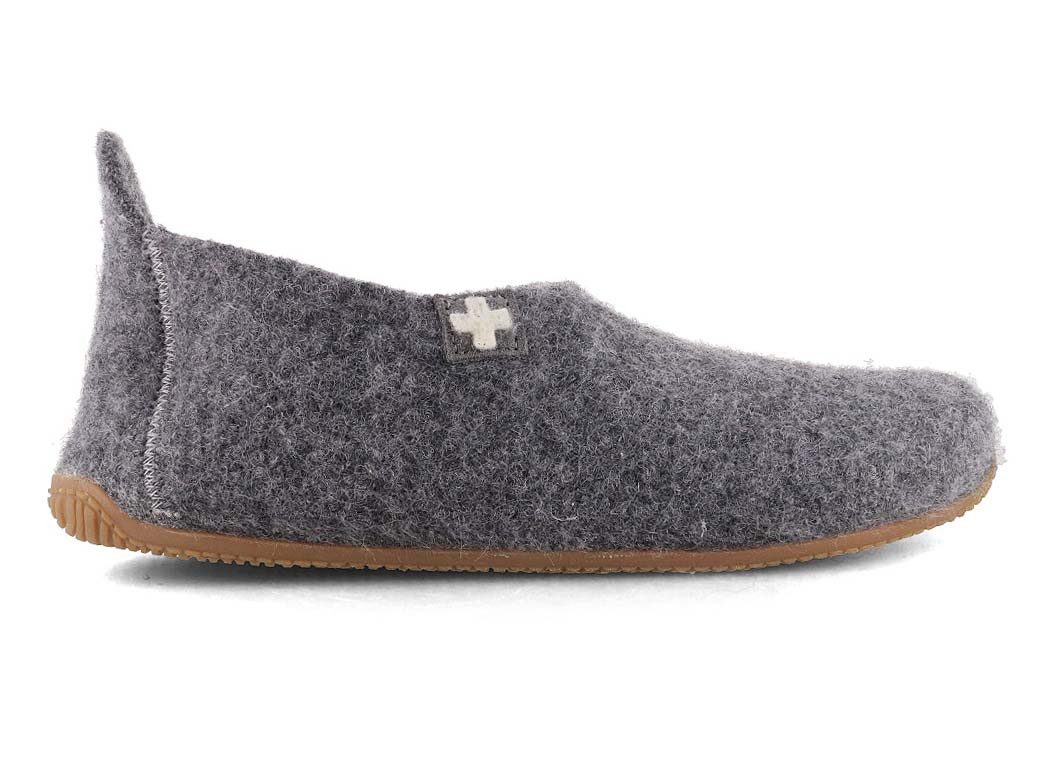 Living Kitzbühel Gipfelkreuz Hausschuhe hellgrau Slipper Hausschuh reine Schurwolle, rutschhemmende Gummisohle, Winterschuhe