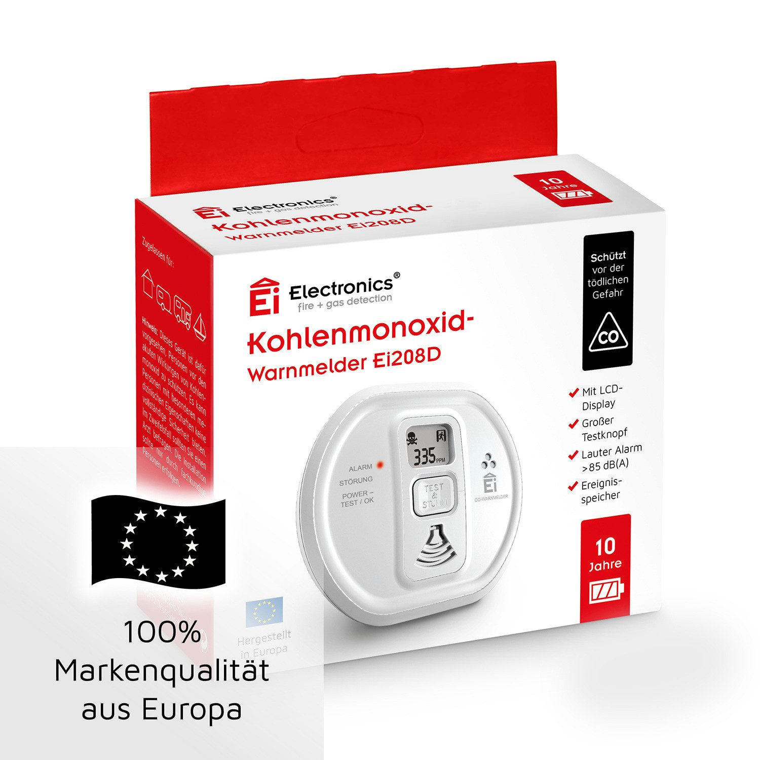 Ei Electronics Ei Electronics Kohlenmonoxid-Melder Ei208D CO-Melder LCD-Display Rauchmelder (LCD-Display)