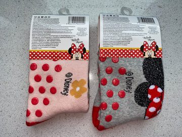 Disney Minnie Mouse Haussocken Minnie Mouse 2 Paar Anti-Rutsch Socken Mädchen Socken Hausschuhe