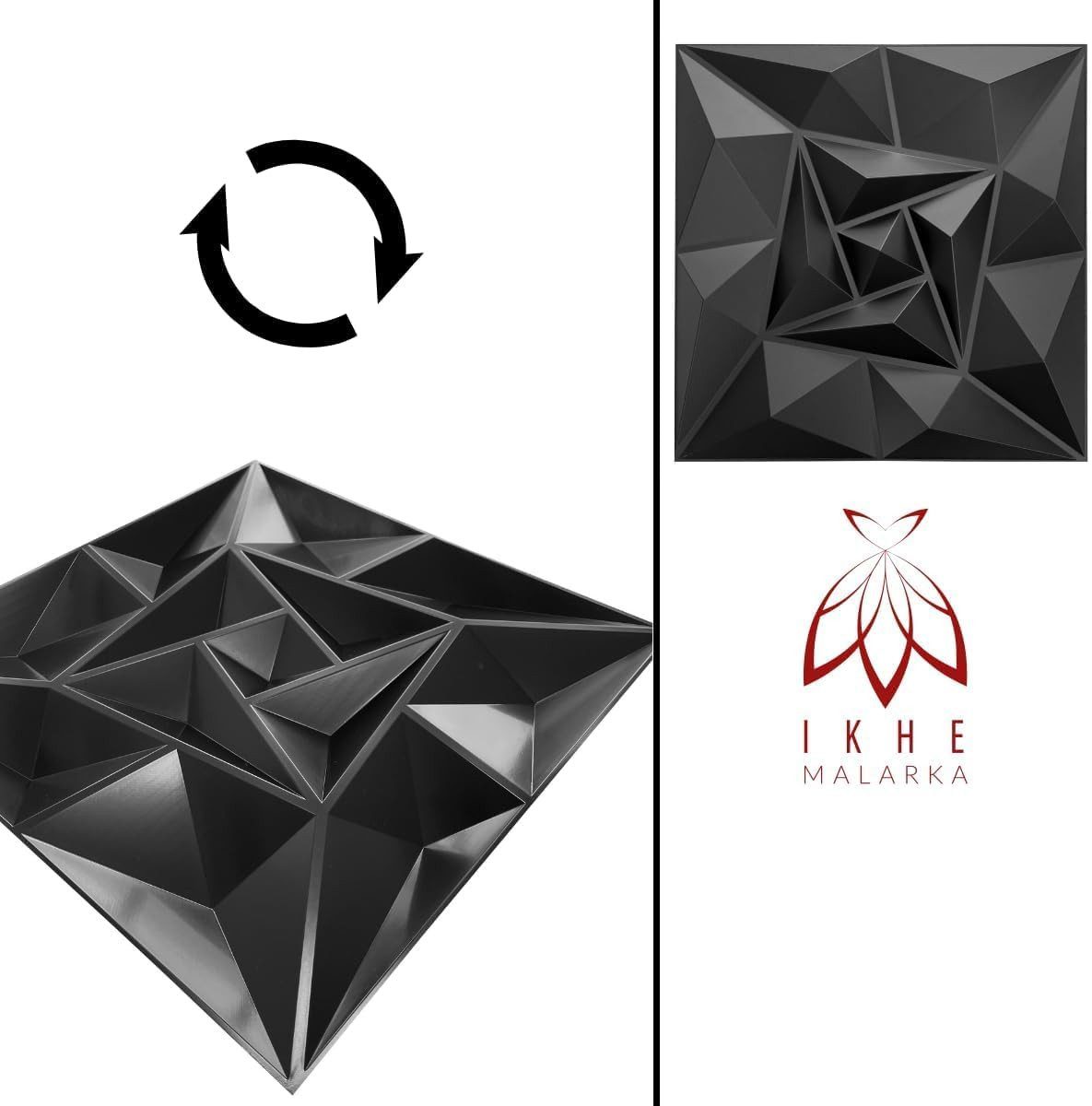 IKHEMalarka 3D Wandpaneel Selbstklebend 3D Paneele, PVC Kunststoffpaneele, BxL: 50,00x50,00 cm, 0,25 qm, (1 Stück, 0,25 m) Wandpaneele Gaming Zimmer Wand Decke