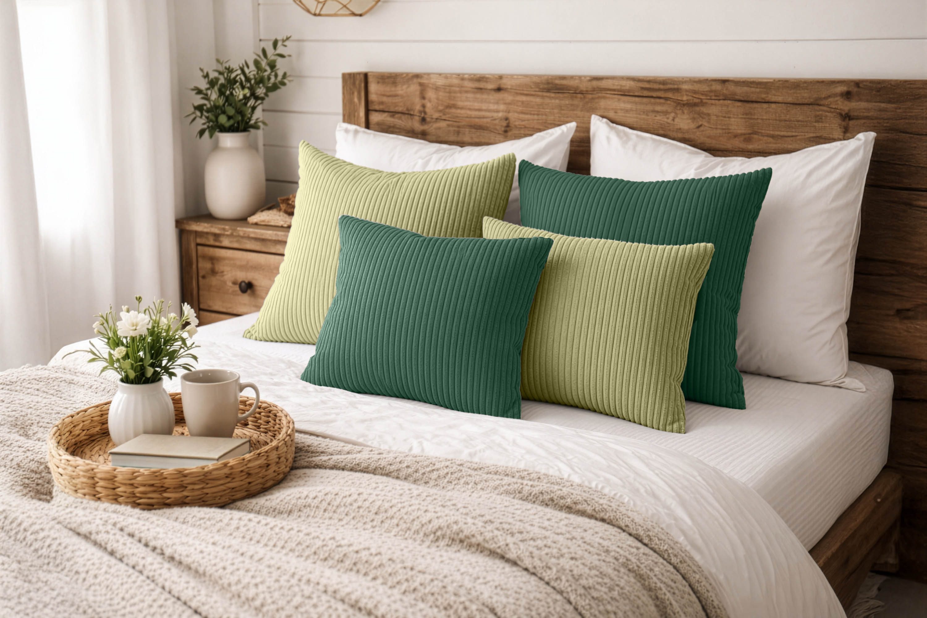 Amilian Dekokissen Sofakissen 4er Set mit Füllung - 2x 45x45 + 2x 35x45 cm, Hotelverschluss, waschbar, formstabil