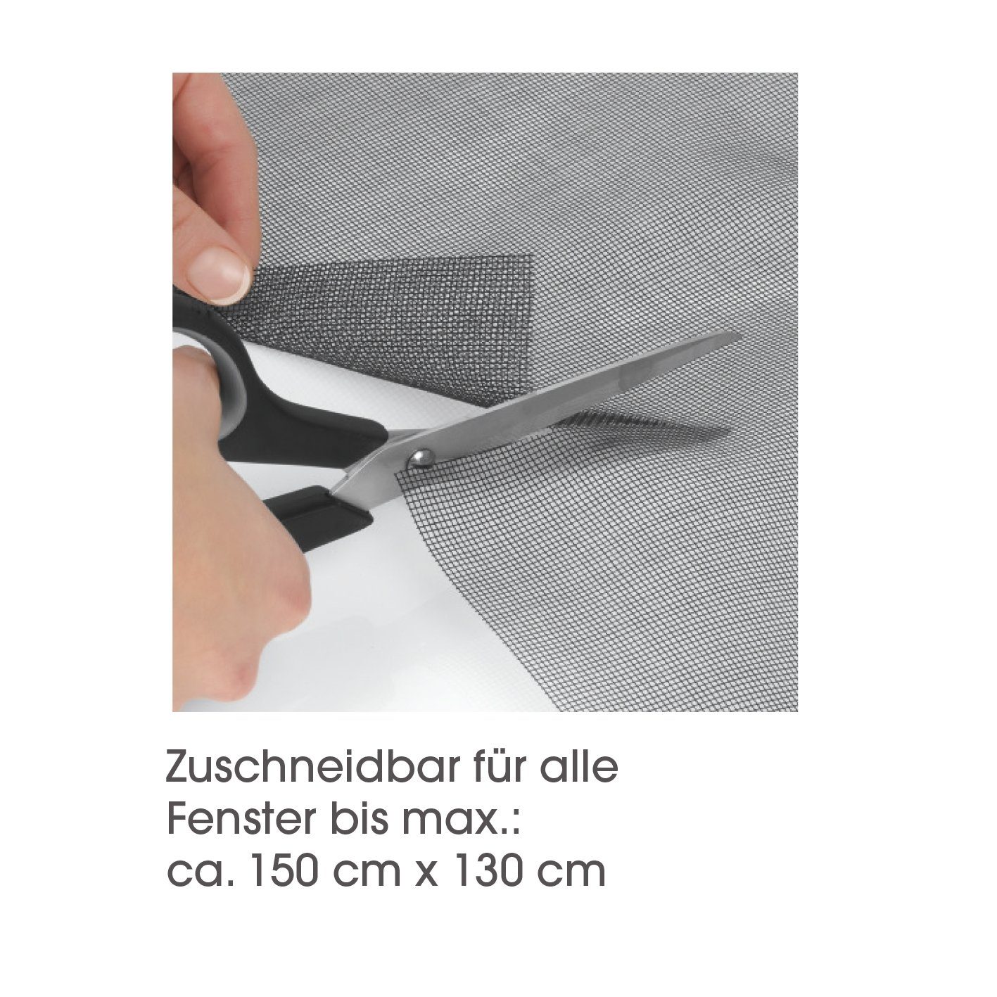 Schwarz Fliegengitter, Magnetbefestigung, Moskitonetz EASYmaxx, Fenster Insektenschutzplissee 2er-Set 150x130