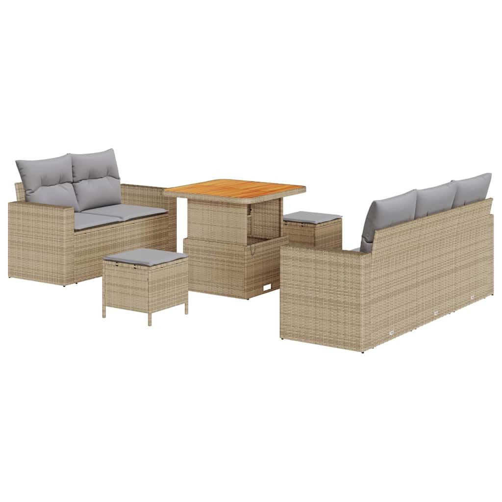 vidaXL Loungesofa Gartensofa-set 8 Stk. 5-Sitzanzahl Beige und Hellgrau, 8 Teile