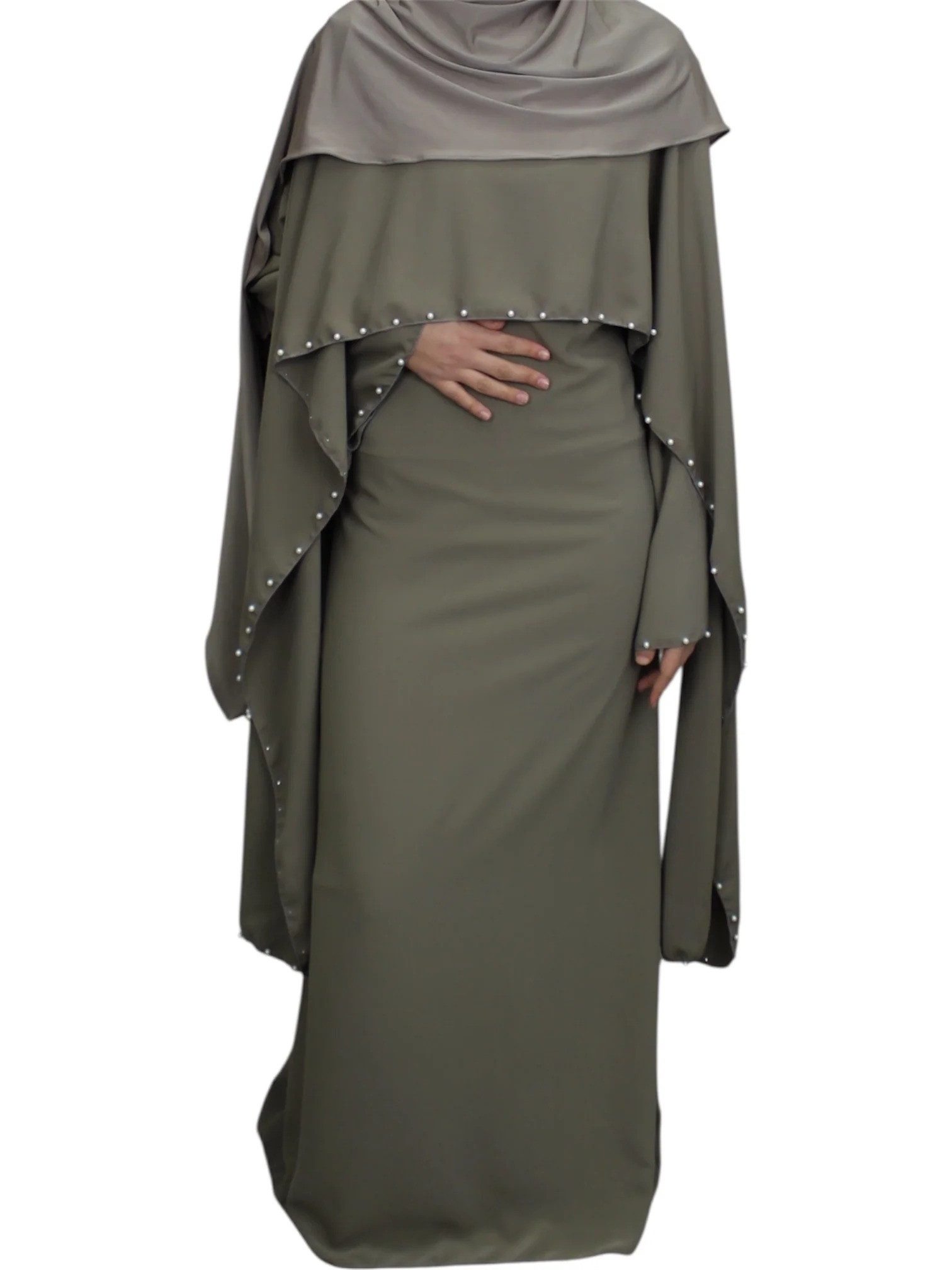 Abendkleid Liya Abendkleid Damen lang Perlenbesatz Rücken Schnürung elegant