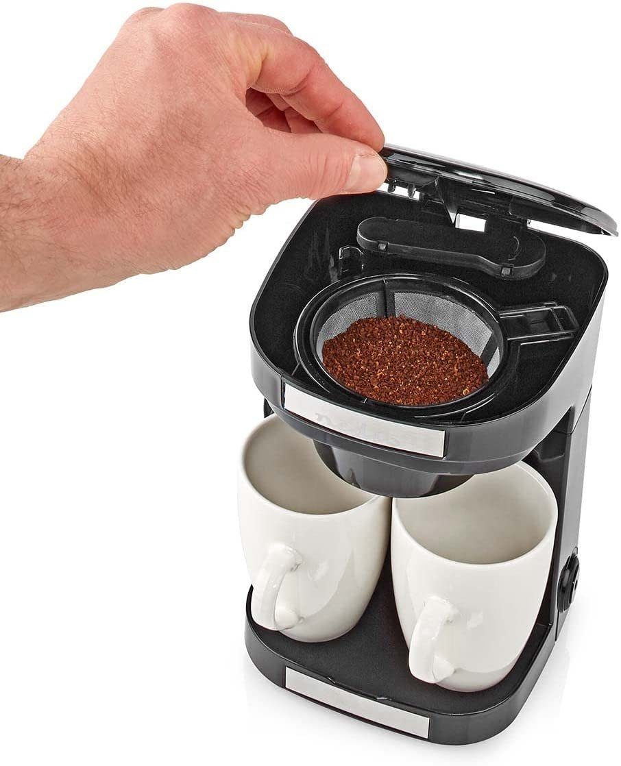 Nedis Kaffeemaschine + 1 Coffee - Reisekaffeemaschine Kleine + Dauer Tassen 2x Tasse Filter 2