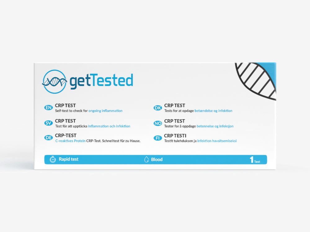 GetTested International AB Unverträglichkeitstest CRP (C-Reactive Protein) Test, 1 Messparameter, Testkit, 1-tlg., CRP-Bluttest für zuhause, CRP-Bluttest zur Entzündungswert-Orientierung
