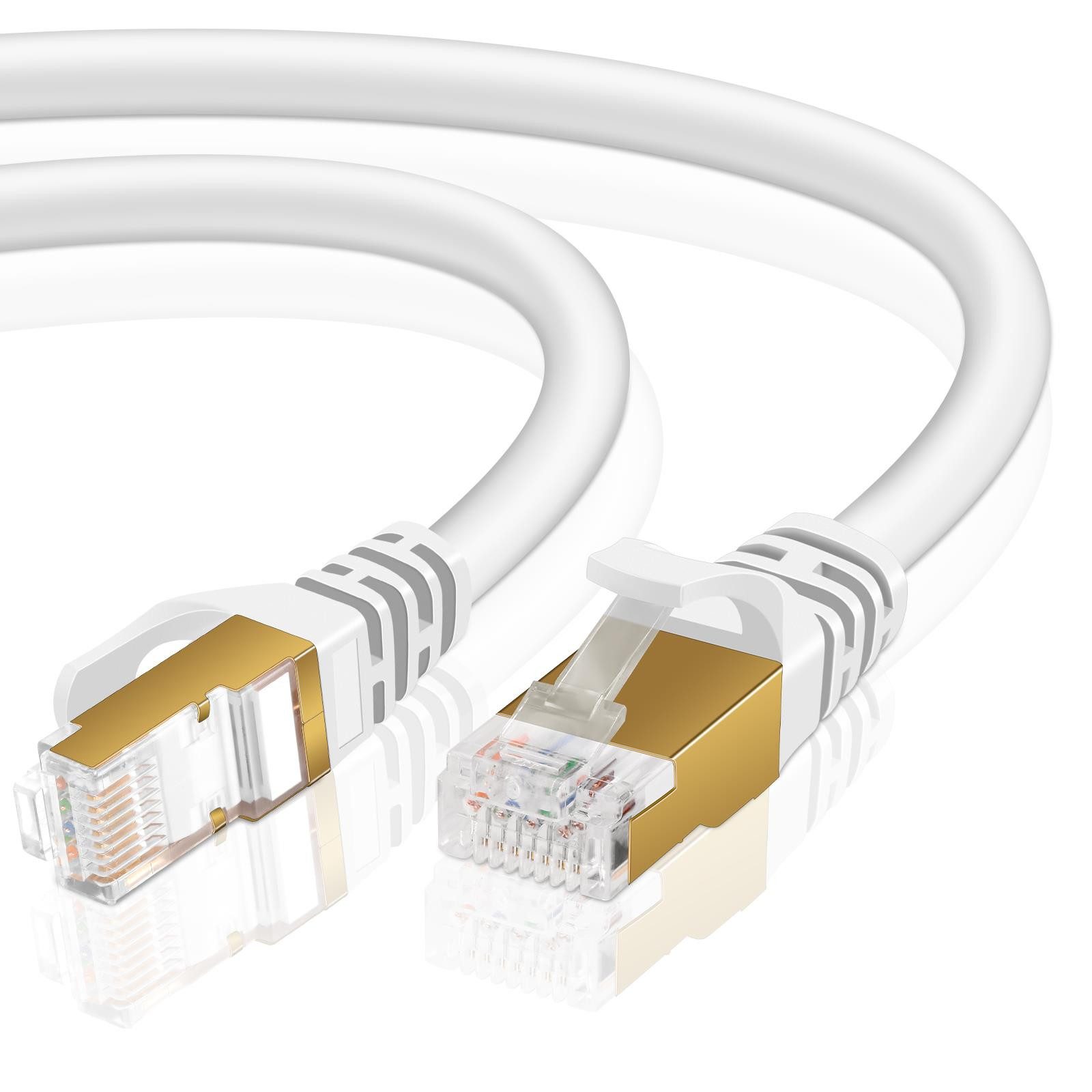 VERCO Cat 7 Netzwerkkabel rundes LAN-Kabel, RJ-45 (Ethernet), (25 cm), 10 / 100 / 1000 Mbits Geschwindigkeit bis 1 Gbits S/FTP Patchkabel