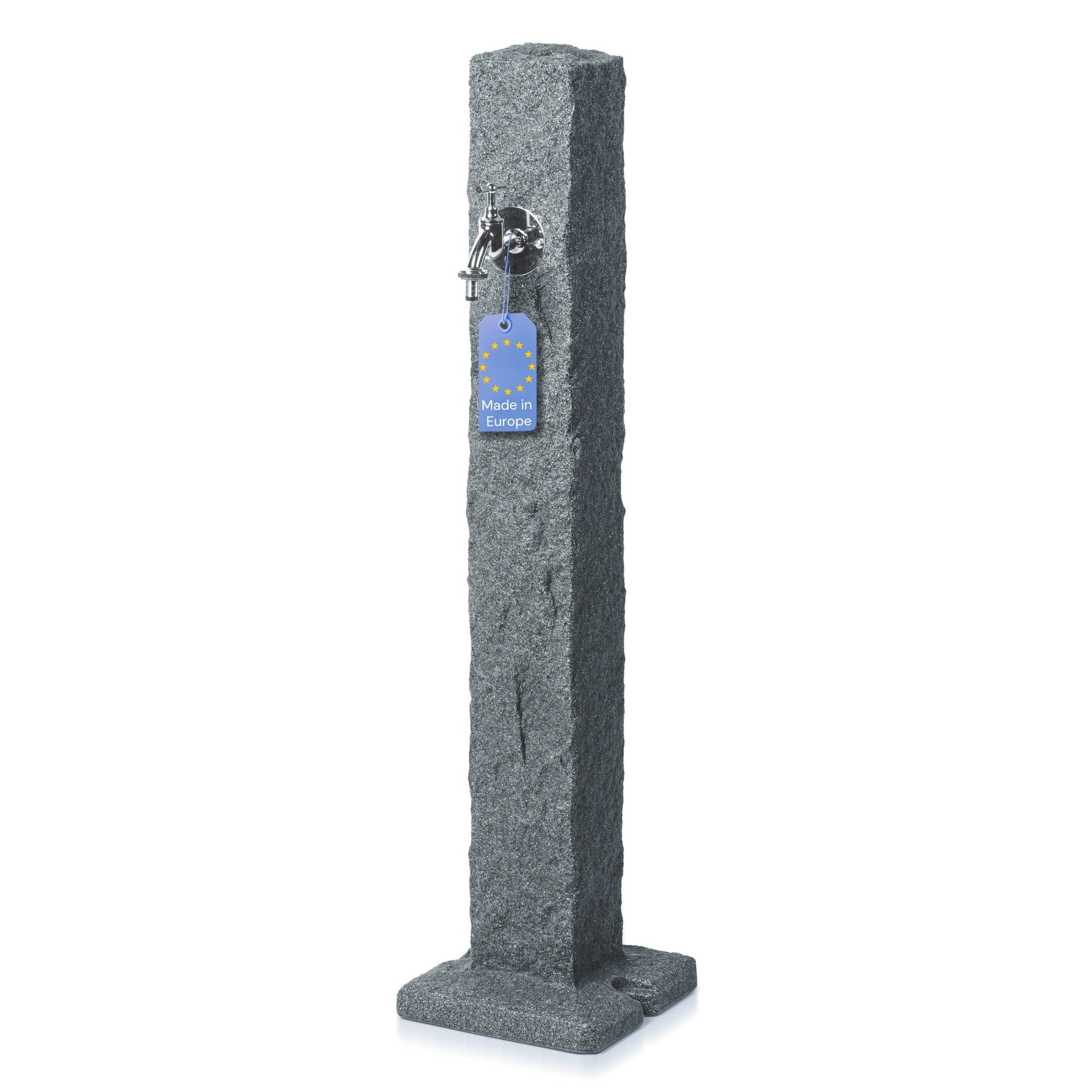 YourCasa Gartenbrunnen Wassersäule Garten, Stein-Optik, 98 cm, Wasserzapfsäule, 24 cm Breite, Verchromter Metallhahn mit Schlauchanschluss