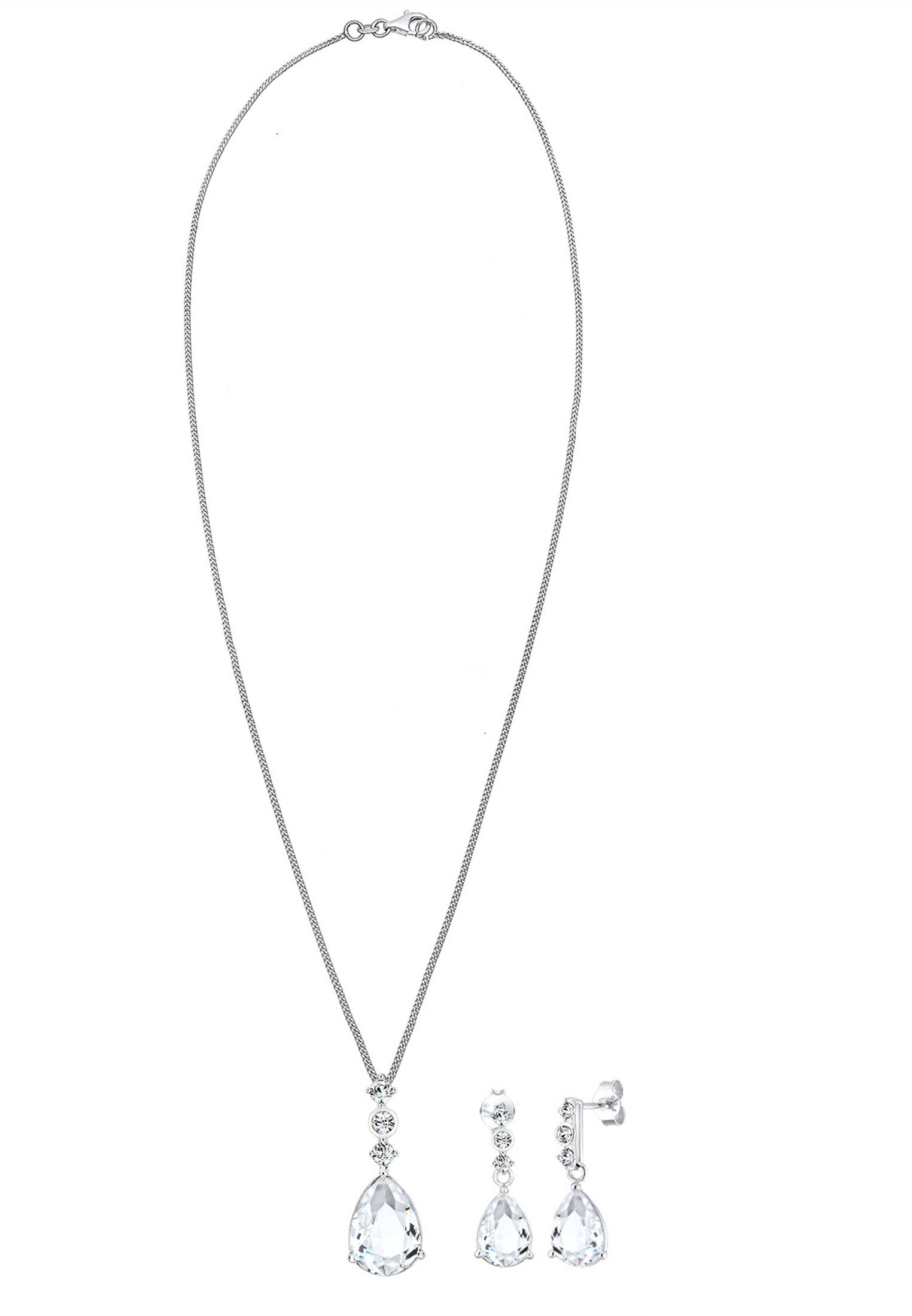 Elli Premium Schmuckset Tropfen Weiß 925 Silber, mit Kristallen von Swarovski®