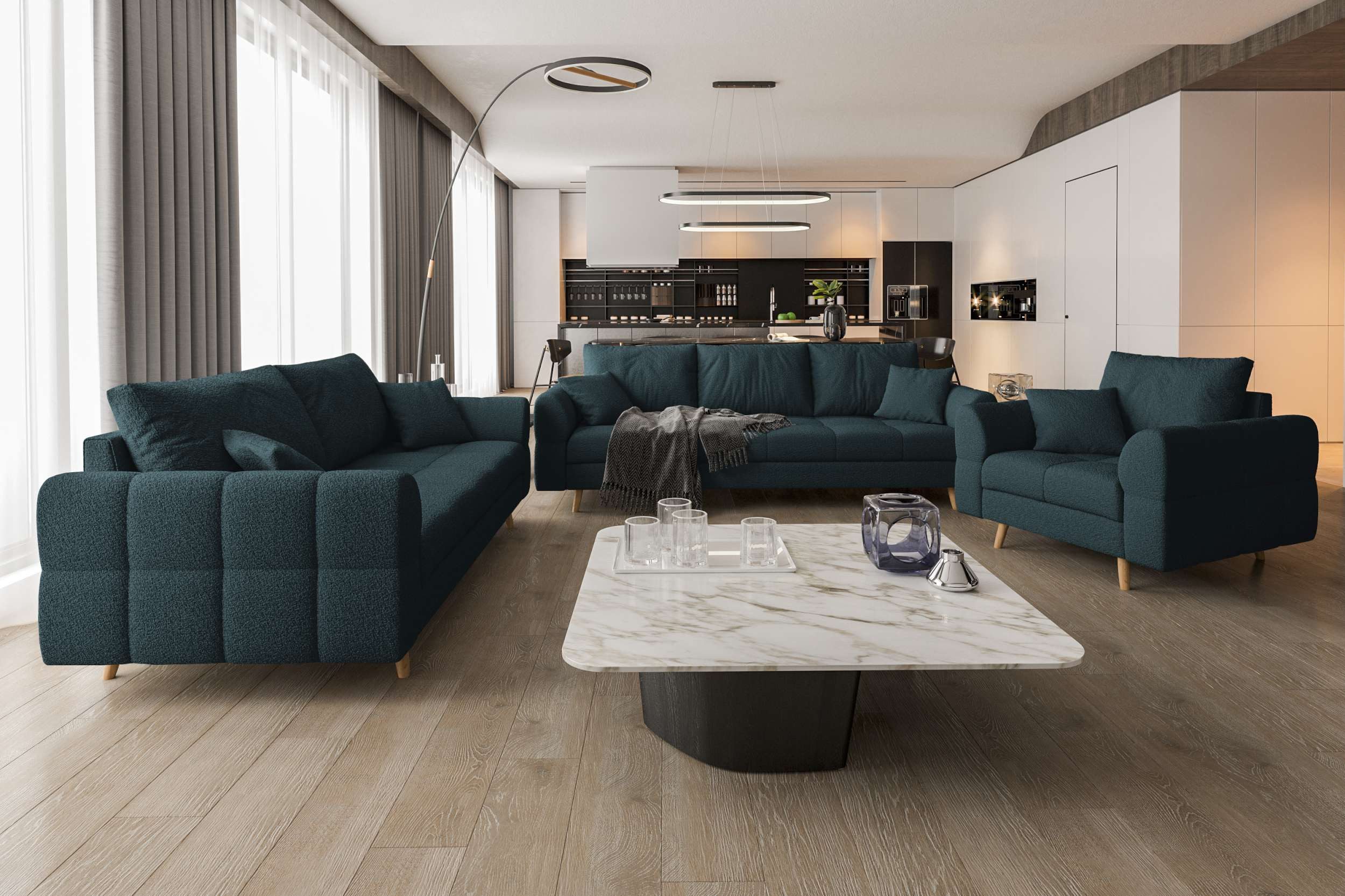 99rooms Polstergarnitur Bello, (Couchgarnitur, Set (3-tlg), günstig online kaufen