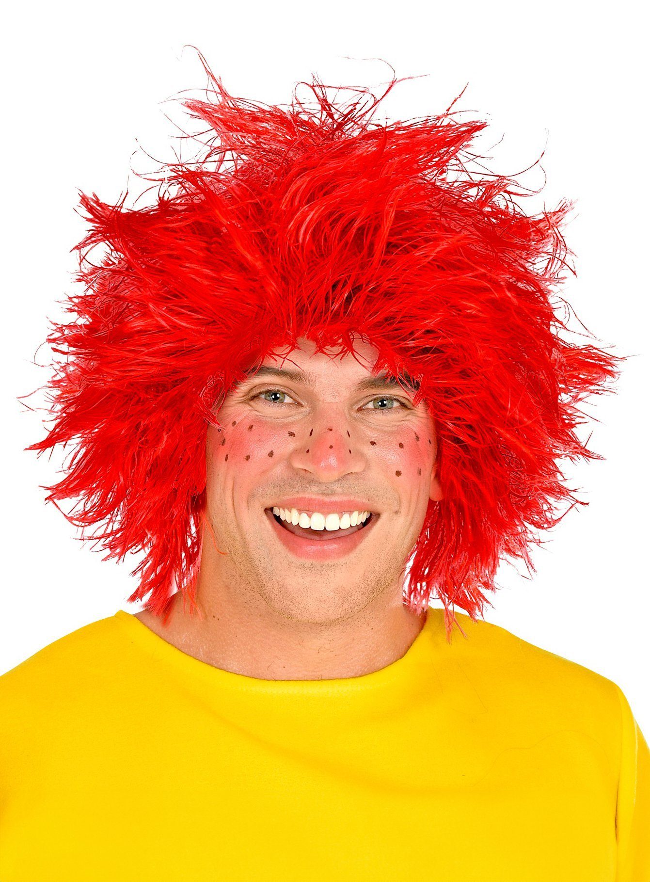 Widdmann Kostüm-Perücke Rote Kobold Perücke - Kostümperücke für Fasching, Roter Wuschelkopf für große Clowns und kleine Kultfiguren