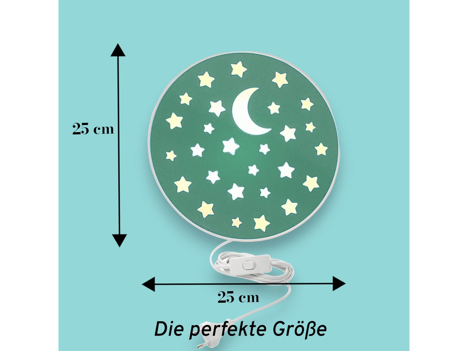 niermann LED Wandleuchte, Dimmfunktion, LED wechselbar, Warmweiß, mit Schalter und Stecker, kleine Kinderlampe, ausgefallen flach, 25cm