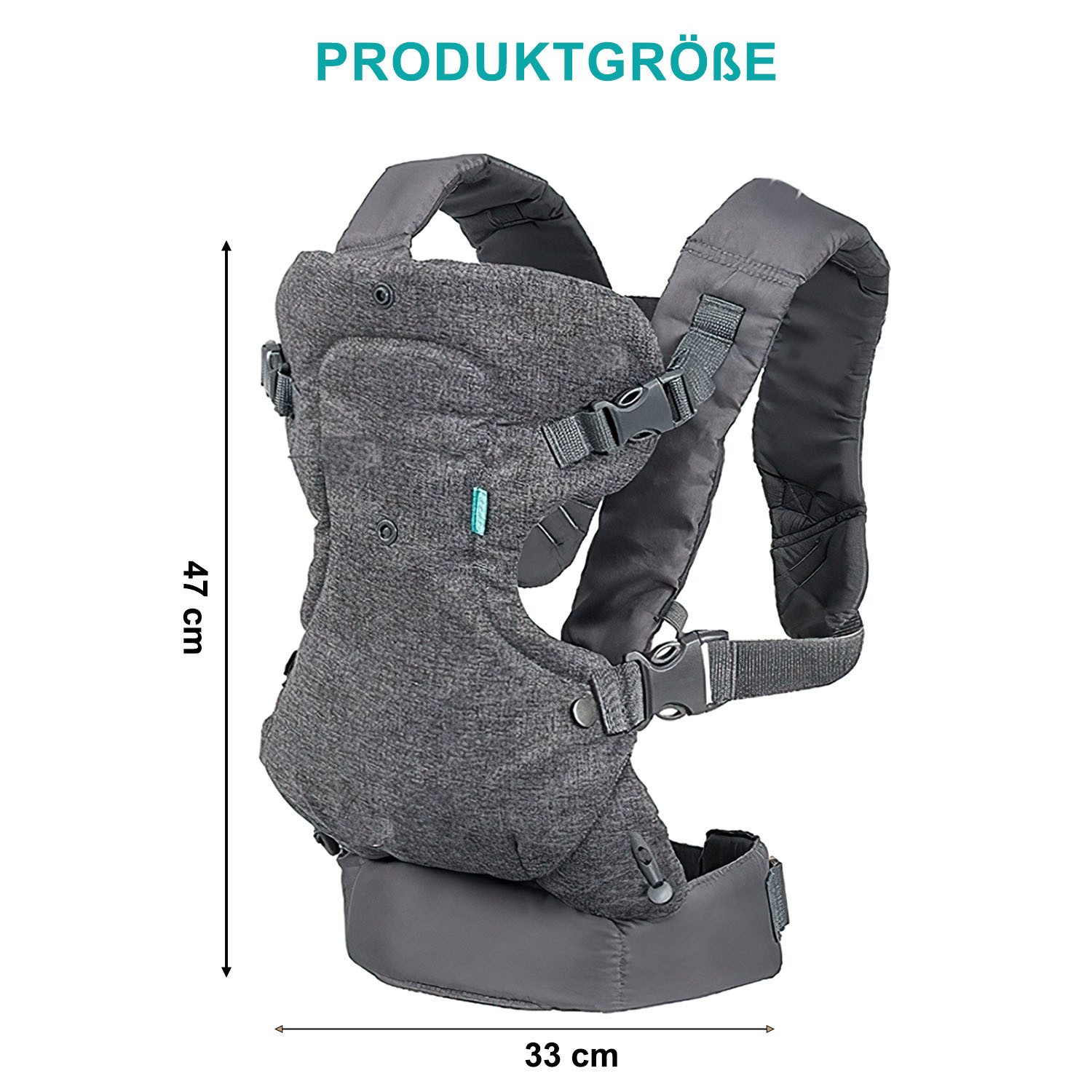 HEYHIPPO Babytrage Ergonomische Babytrage mit mehreren Sitzpositionen für Neugeborene (Leicht zu reinigende, bequeme, verstellbare Babytrage in Grau), Verstellbare Babytrage für Babys – bequem & sicher in drei Positionen
