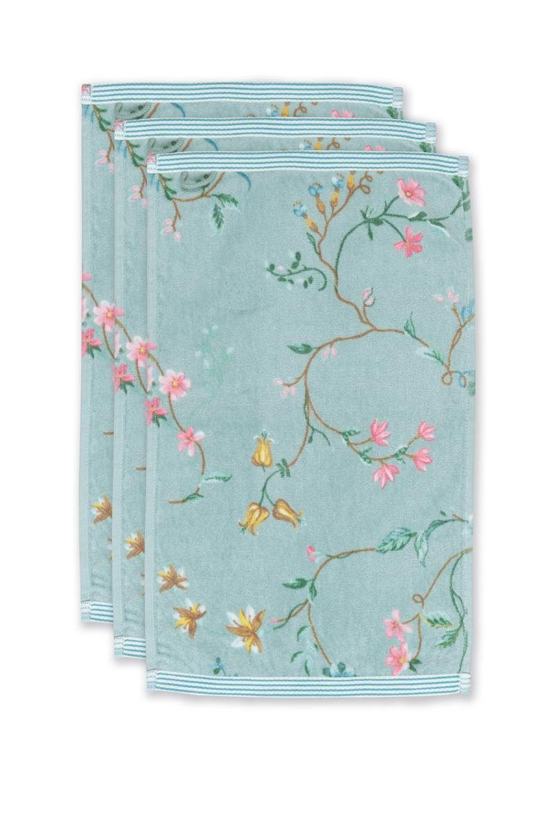PiP Studio Handtuch Les Fleurs Blue 30X50 Set A 3 Blau 100% Cotton, terry v günstig online kaufen