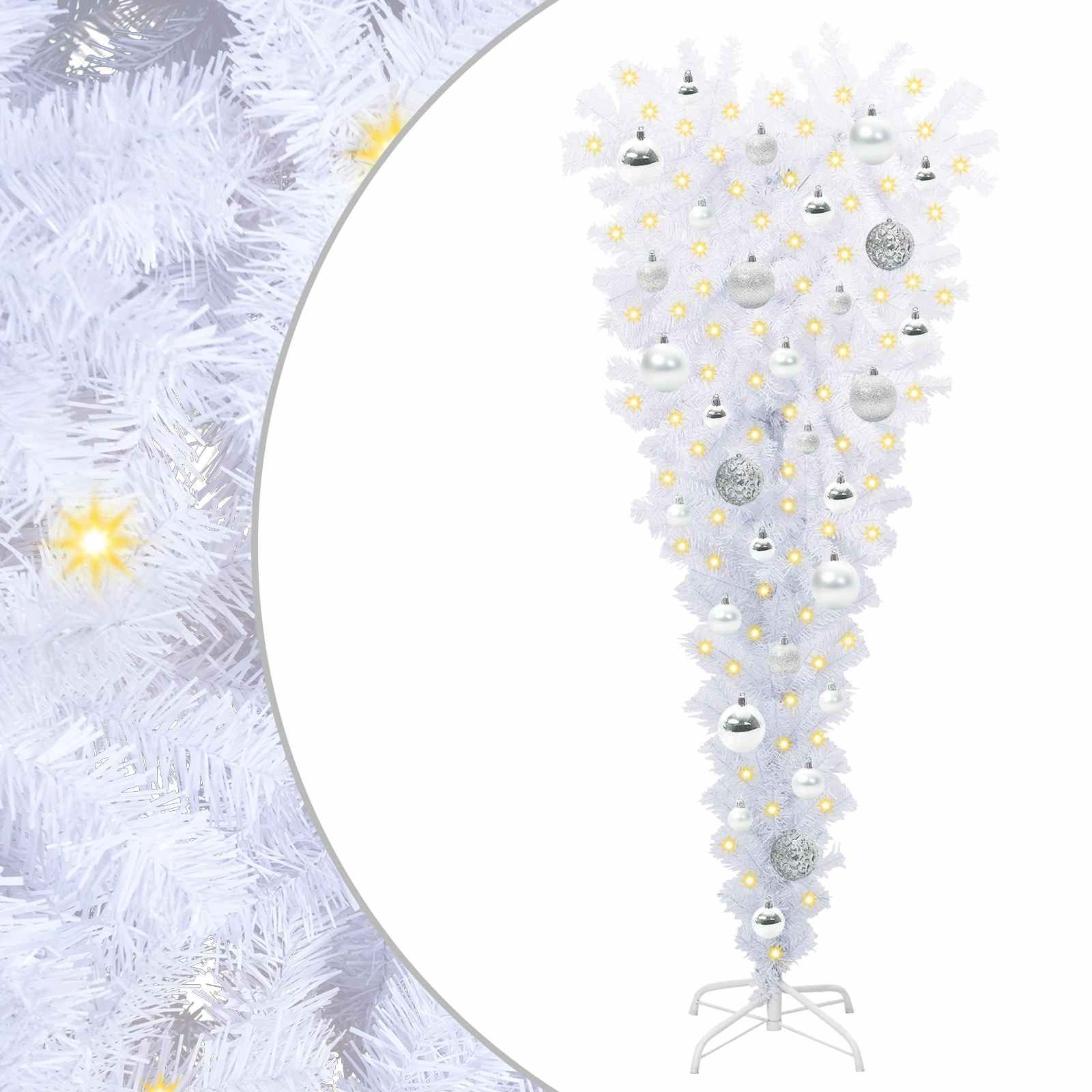 vidaXL Künstlicher Weihnachtsbaum Künstlicher Weihnachtsbaum Weiß 120 cm PVC und Stahl