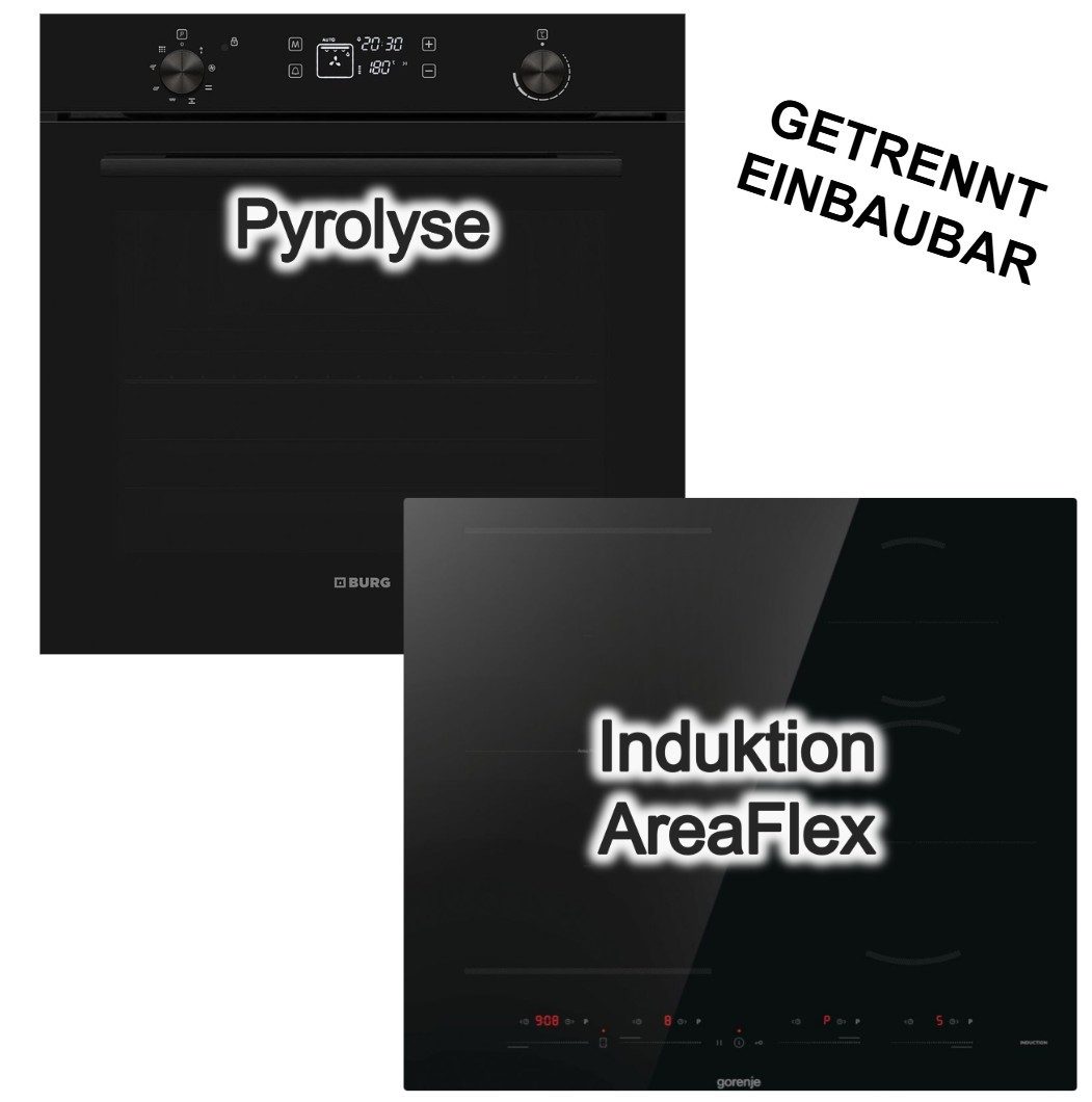 VESTEL Backofen-Set Backofen Pyrolyse visioTouch + Gorenje Induktionskochfeld Flex Boost, Pyrolyse-Selbstreinigung