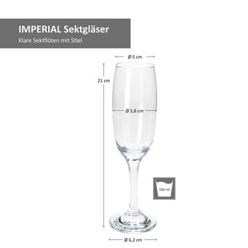MamboCat Sektglas 6x Imperial Sektflöte 180ml Champagner-Gläser, Glas