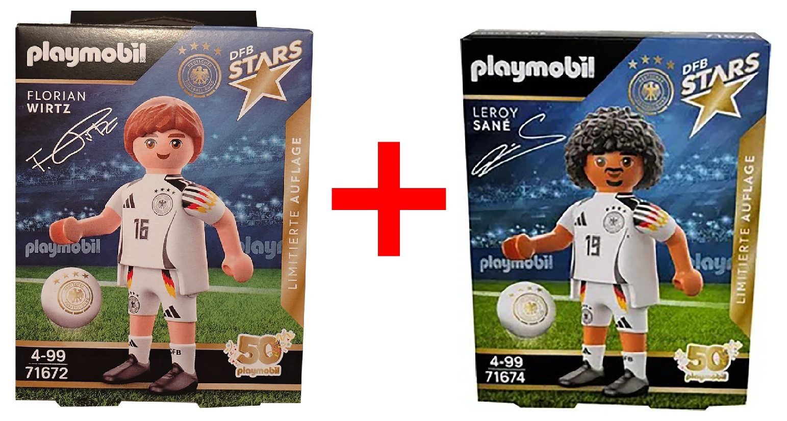 Playmobil® Spielfigur Playmobil DFB Stars Fußballer Ball 2er-Set Florian Wirtz + Leroy Sane