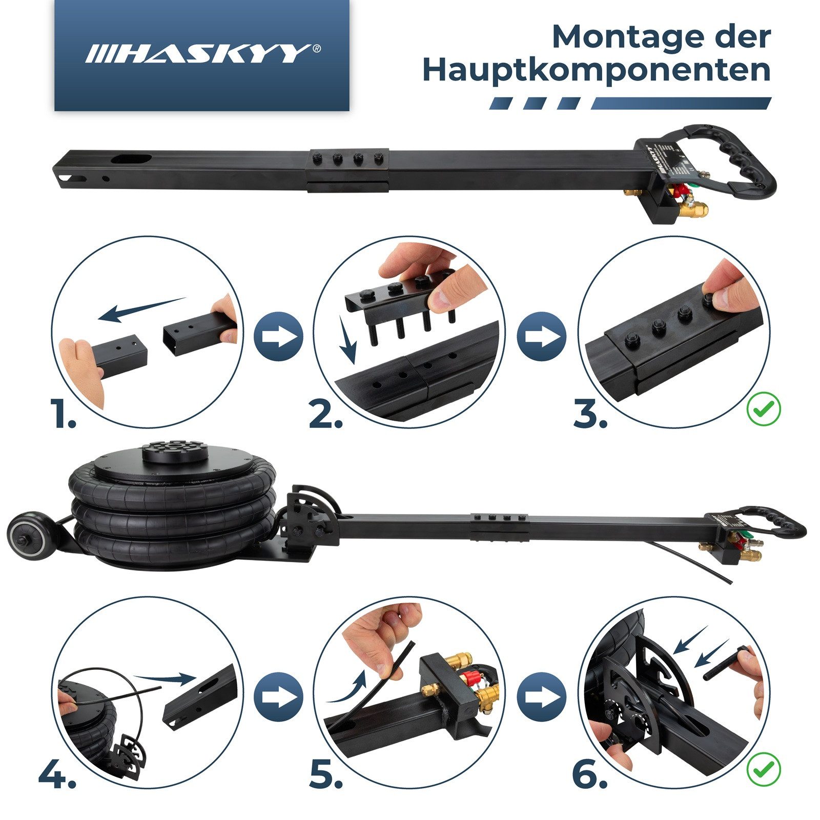 HASKYY Rangierwagenheber Wagenheber Pneumatisch 5T 150-400mm Air Jack