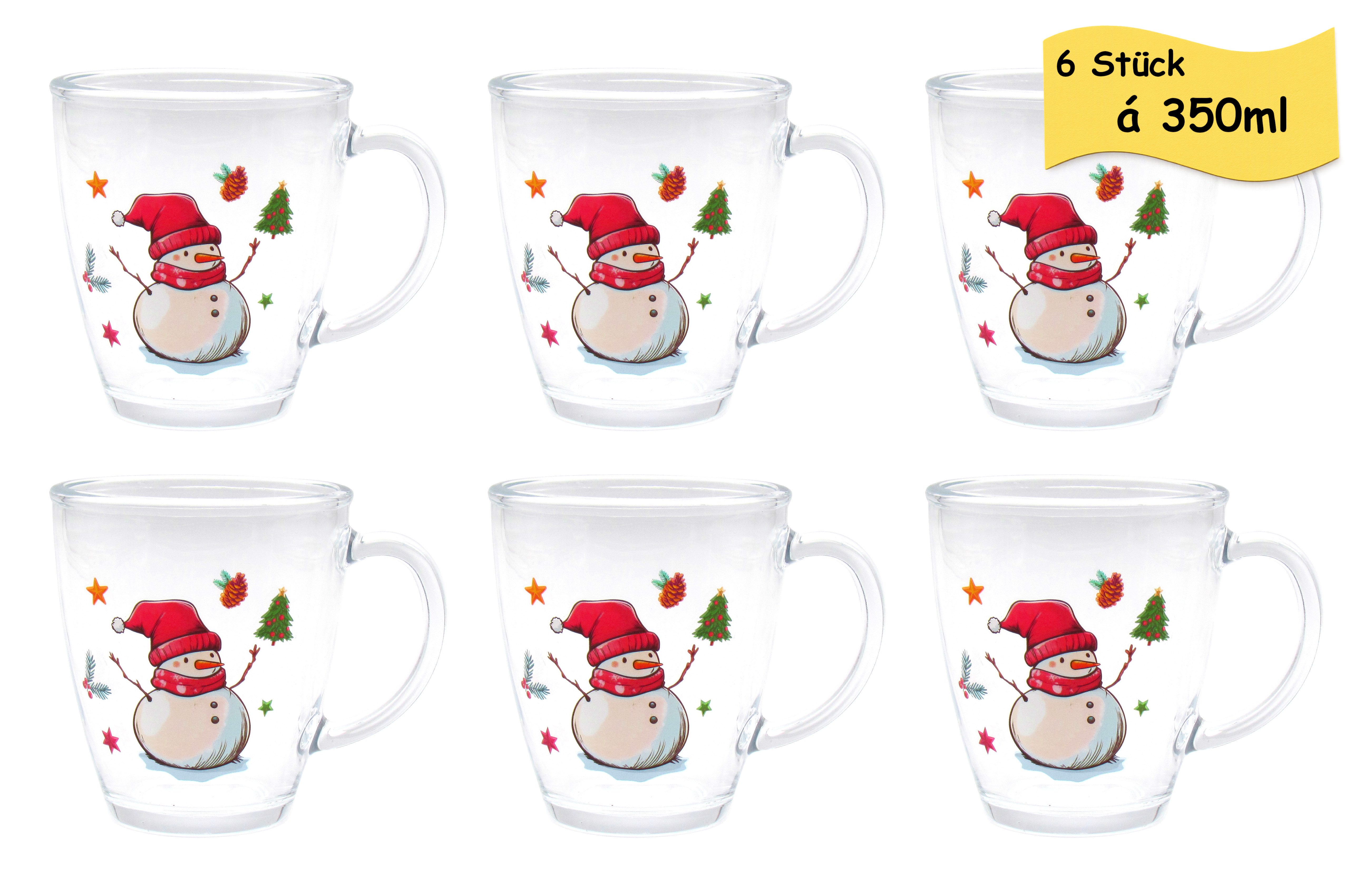 steinwohn Teeglas 6er Set Kinderpunsch- & Glühweingläser 350 ml, dickwandiges Qualitätsglas Mikrowellengeeignet