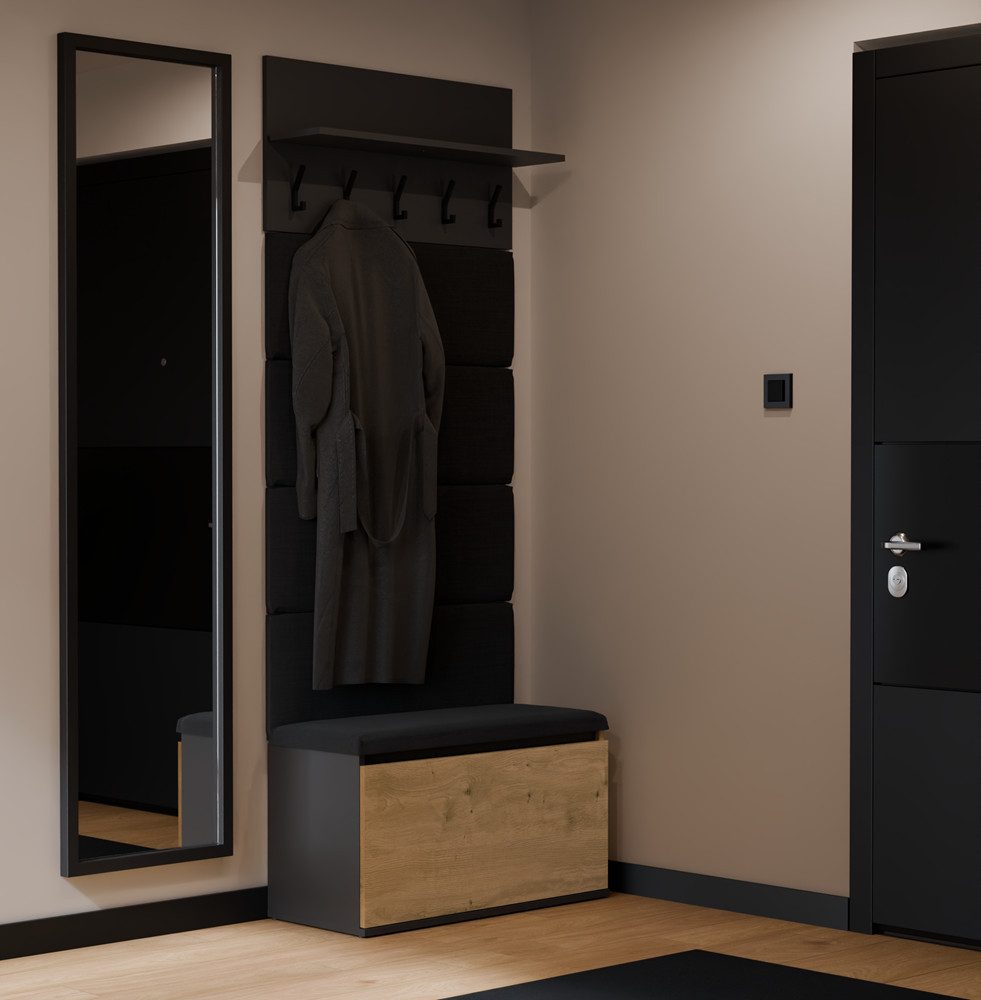 ibonto Garderobenschrank Garderoben-Set Flurgarderobe mit Schuhschrank, gepolsterter Sitzbank