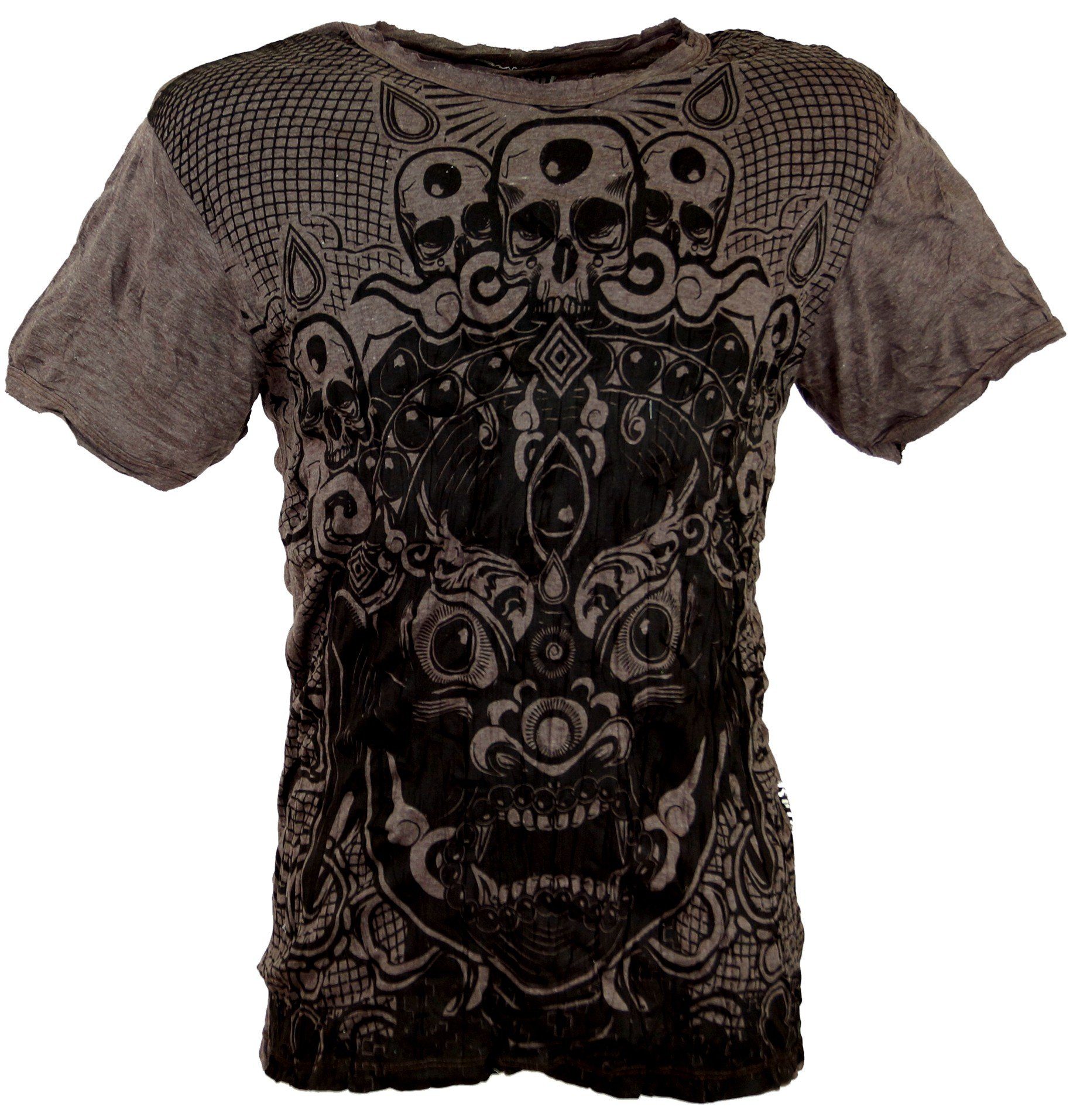 Guru-Shop T-Shirt Sure T-Shirt Dämon - taupe Goa Style, Festival, alternative Bekleidung | T-Shirts